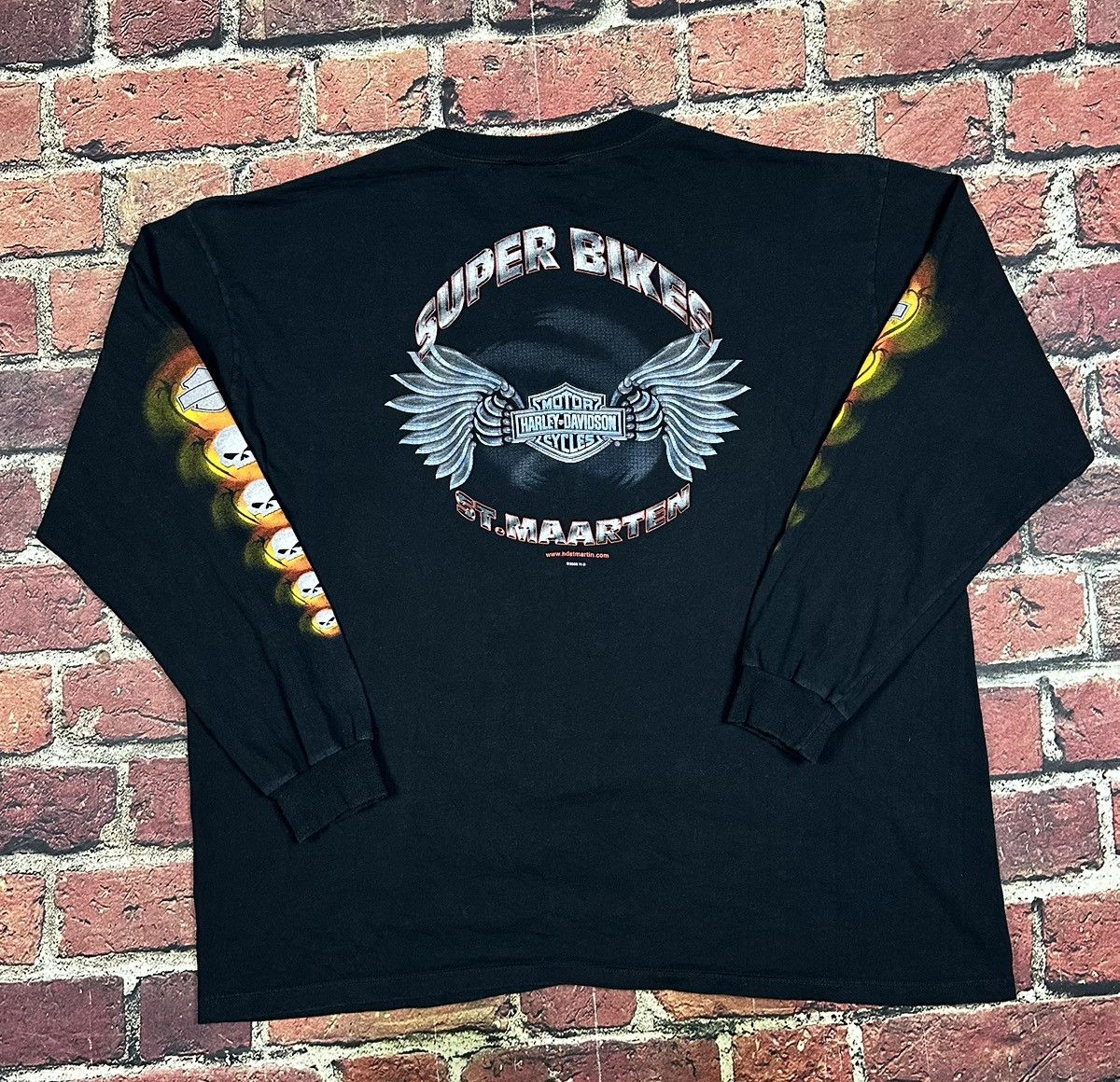 Harley Davidson Vintage Harley Davidson Skull Graphic Long Sleeve T Shirt Size US XXL / EU 58 / 5 - 2 Thumbnail
