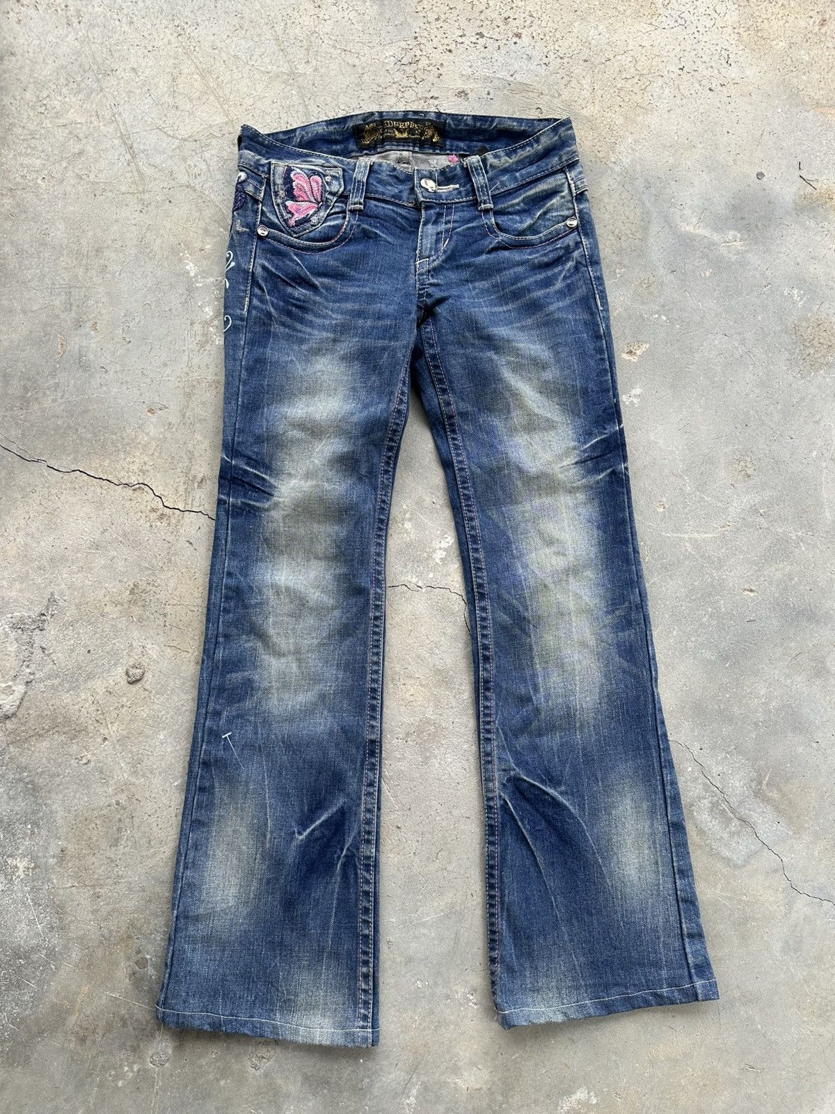 Japanese Brand Red Pepper Butterfly Flare Jeans Size 29" - 4 Thumbnail