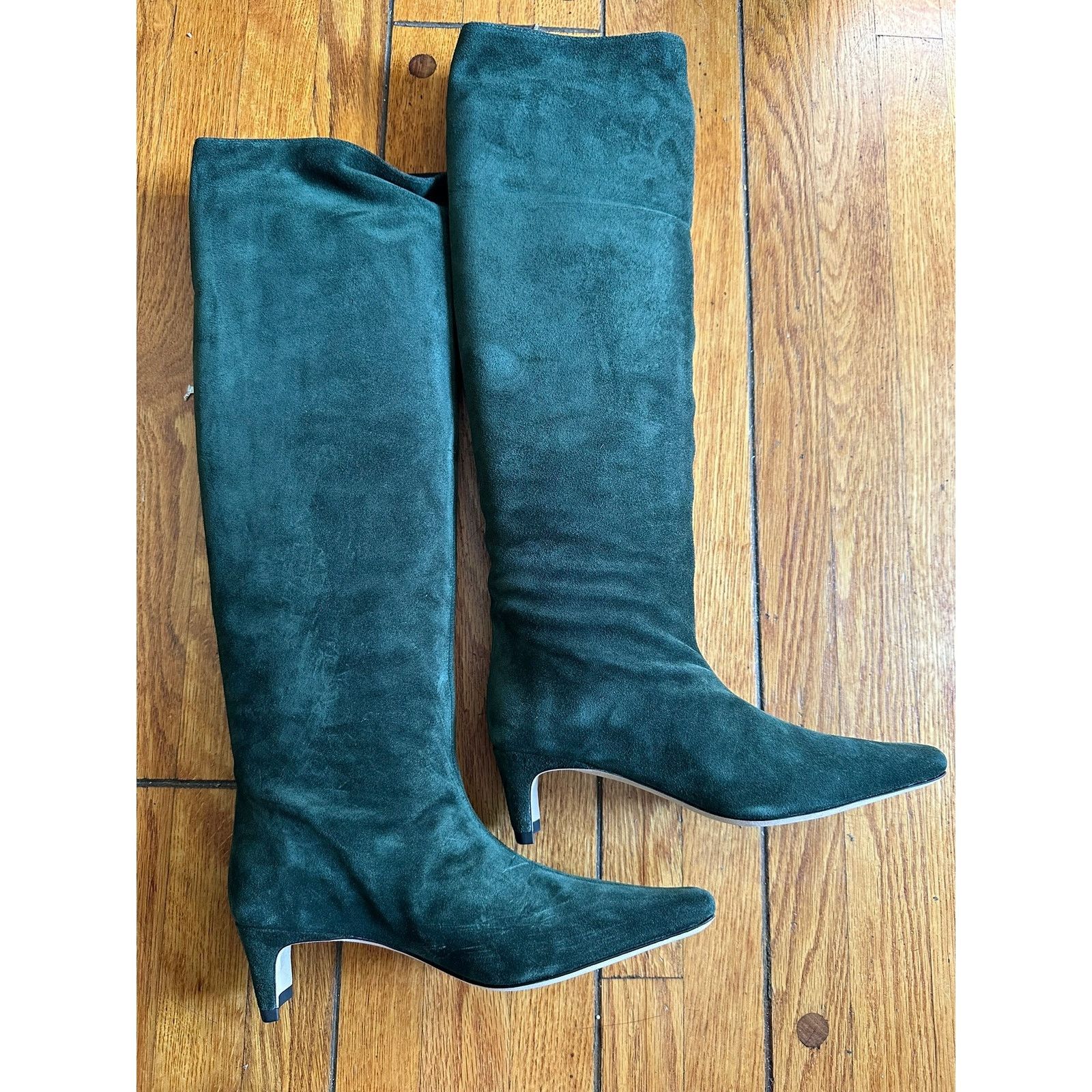 Staud STAUD Wally Suede Knee Boots Dark Green 35½ Size US 5.5 / IT 35.5 - 1 Thumbnail
