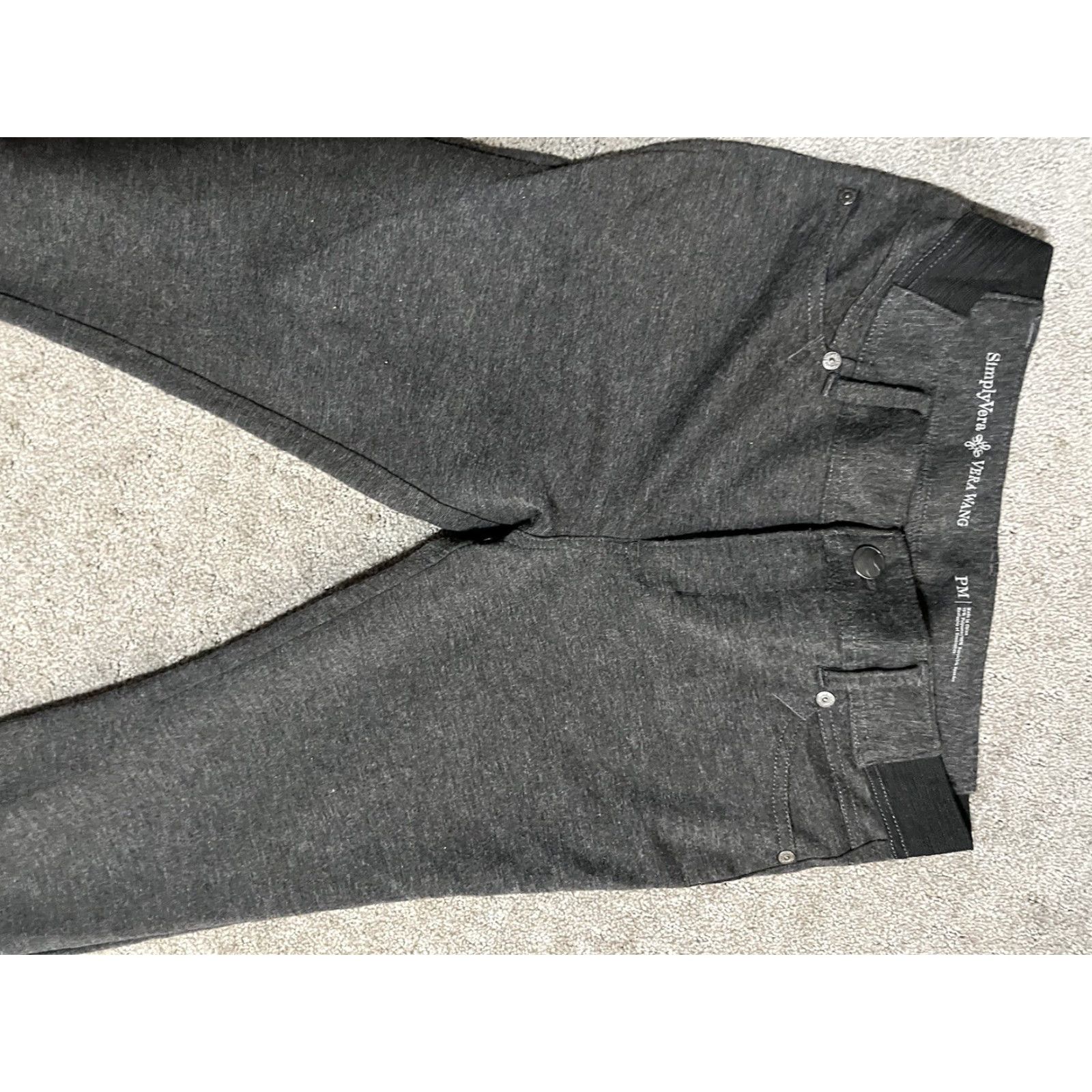Vintage Women's Simply Vera Vera Wang Gray Stretch Skinny Ponte Pants Leggings PM Size Petite Size 32" / US 10 / IT 46 - 7 Thumbnail