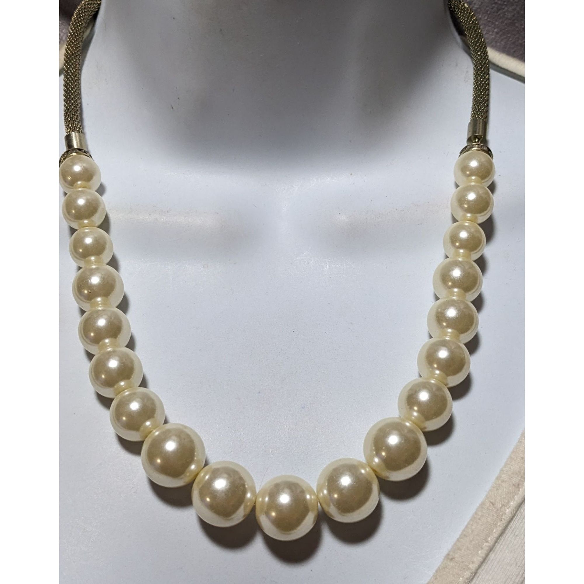 Other Vintage Retro Mesh Tube Faux Pearl Necklace Size ONE SIZE - 5 Thumbnail