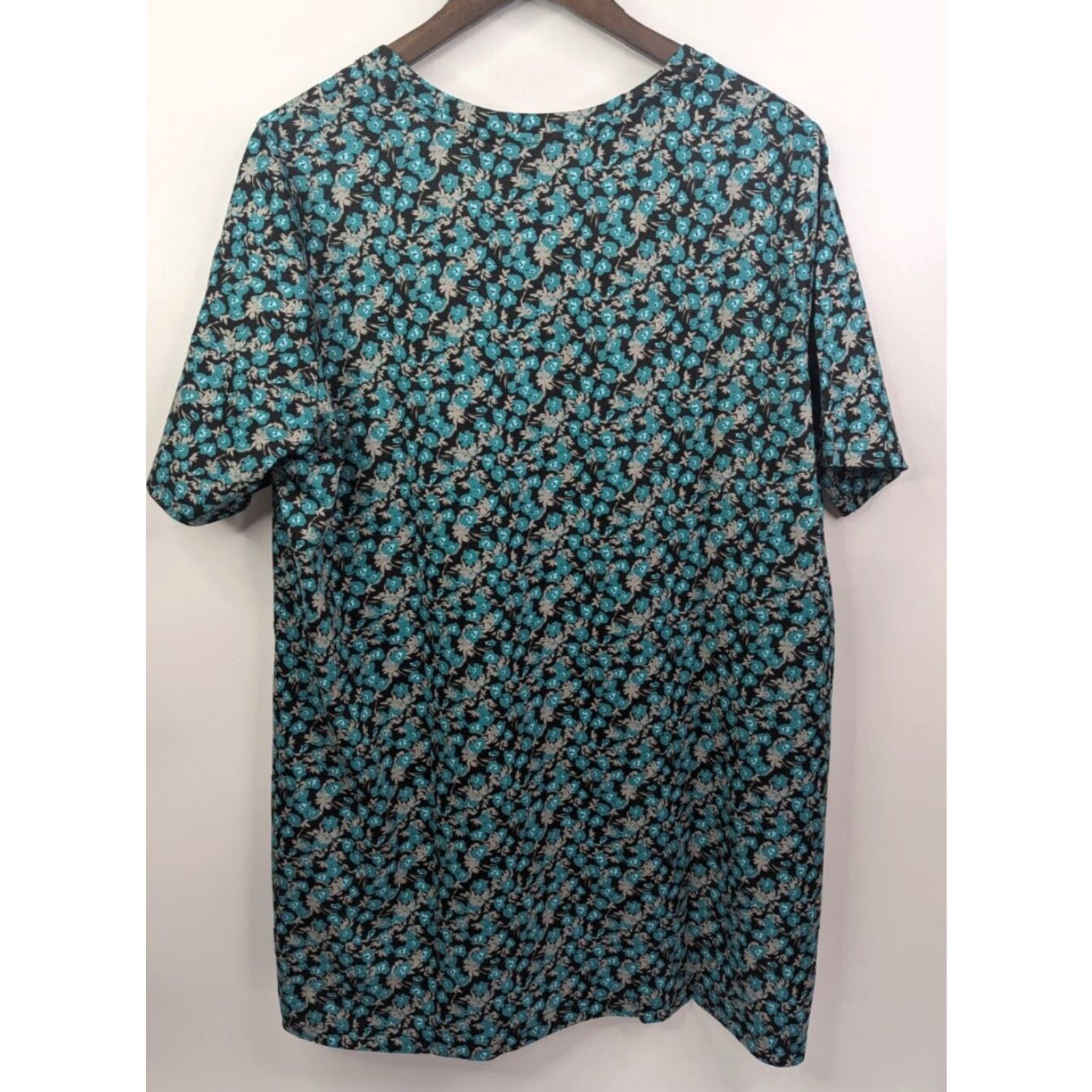 Vintage NWT Ulla Popken Classic Floral Tee Square Neck Short Sleeve Plus Sz 16/18 Turquoise Blue Women's T-Shirt Oeko-Tex Size XXL / US 16-18 / IT 52-54 - 3 Thumbnail