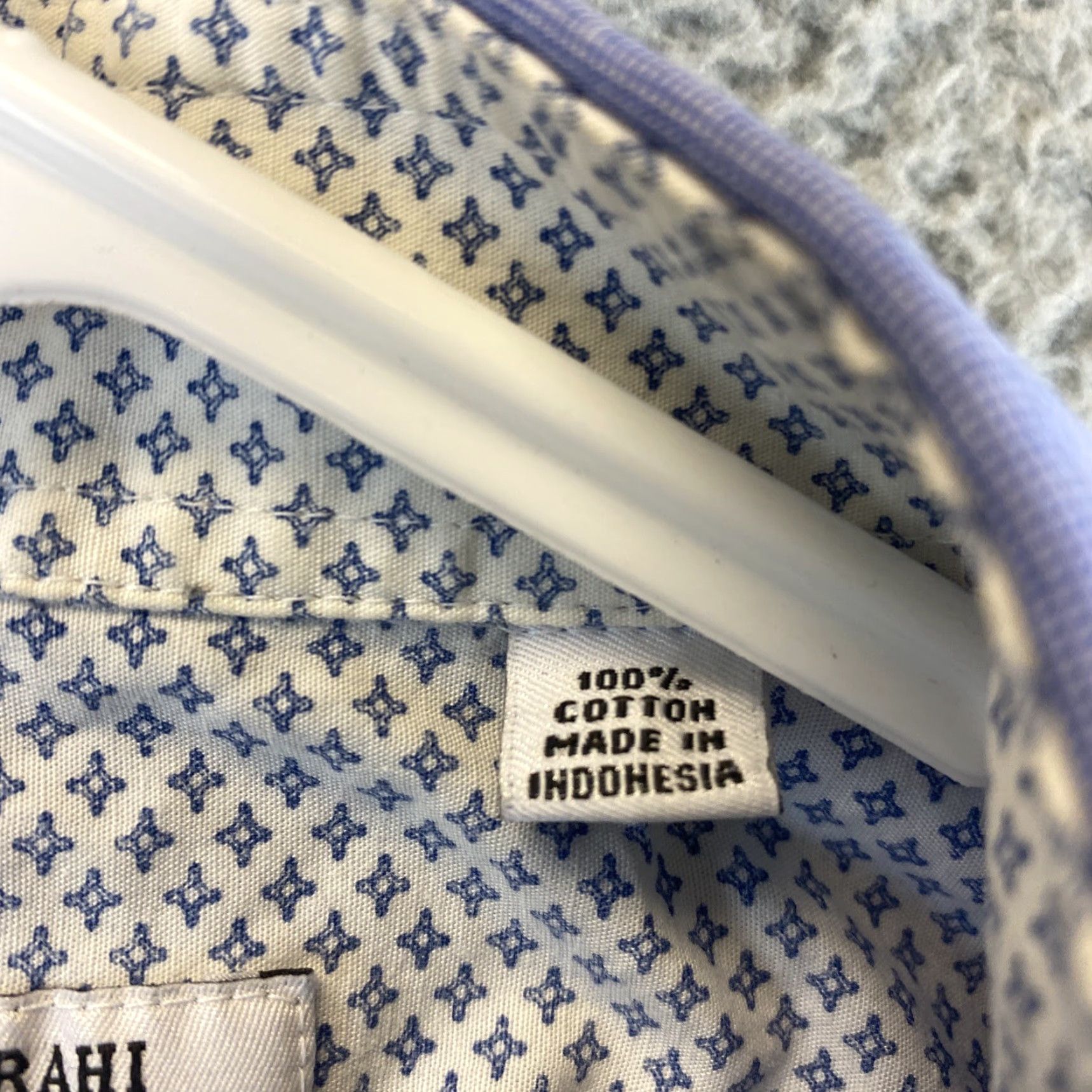 Isaac Mizrahi ISAAC MIZRAHI Shirt Mens Blue Cotton Slim Button-Down Long Sleeve 16 Regular Adult L Shirt - Men’s Button-Up, 70s 80s 90s Theme Size US L / EU 52-54 / 3 - 6 Thumbnail