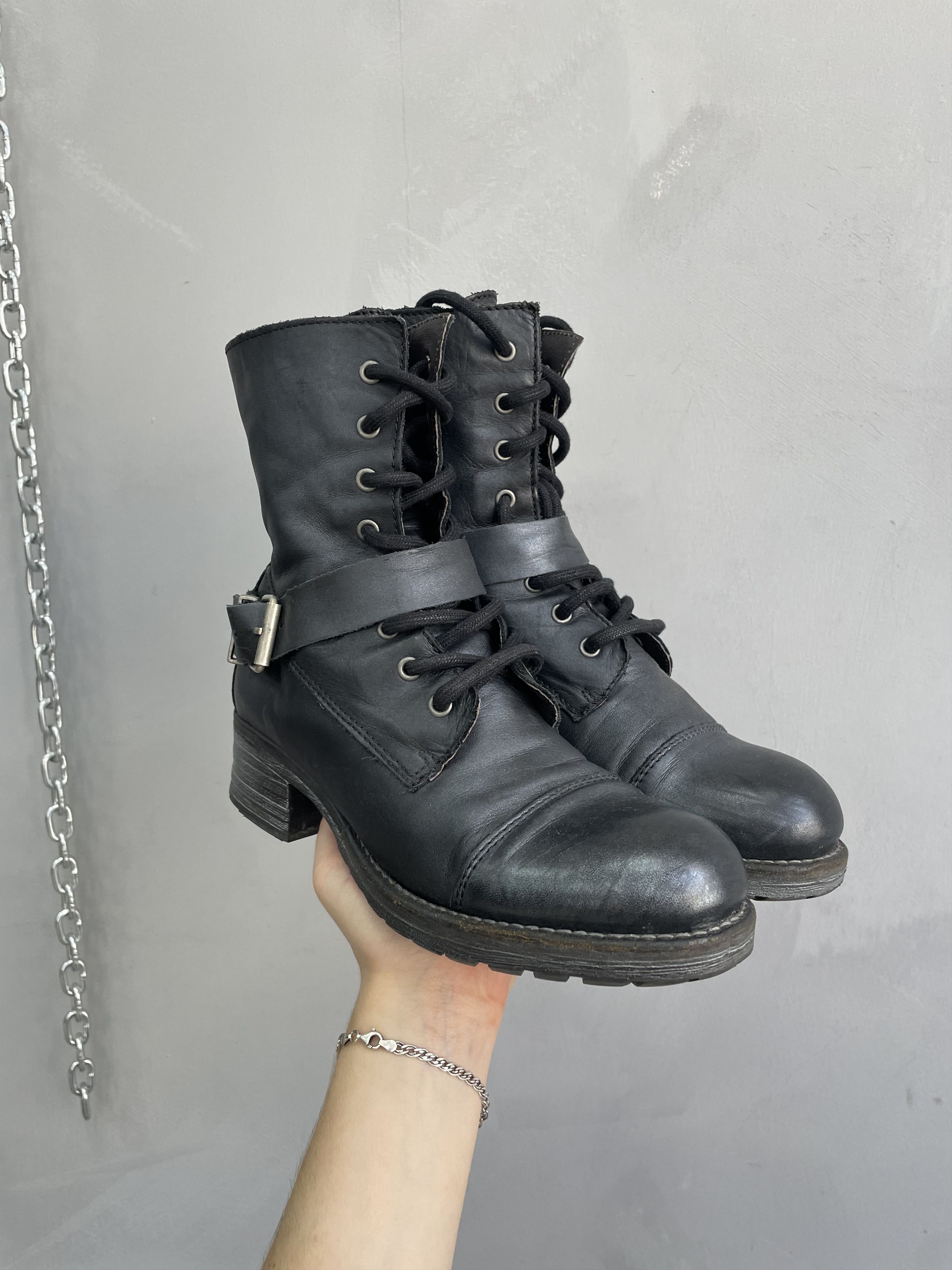 If Six Was Nine Rare japanese Rick owens style leather moto boots y2k Size US 7 / EU 40 - 3 Thumbnail