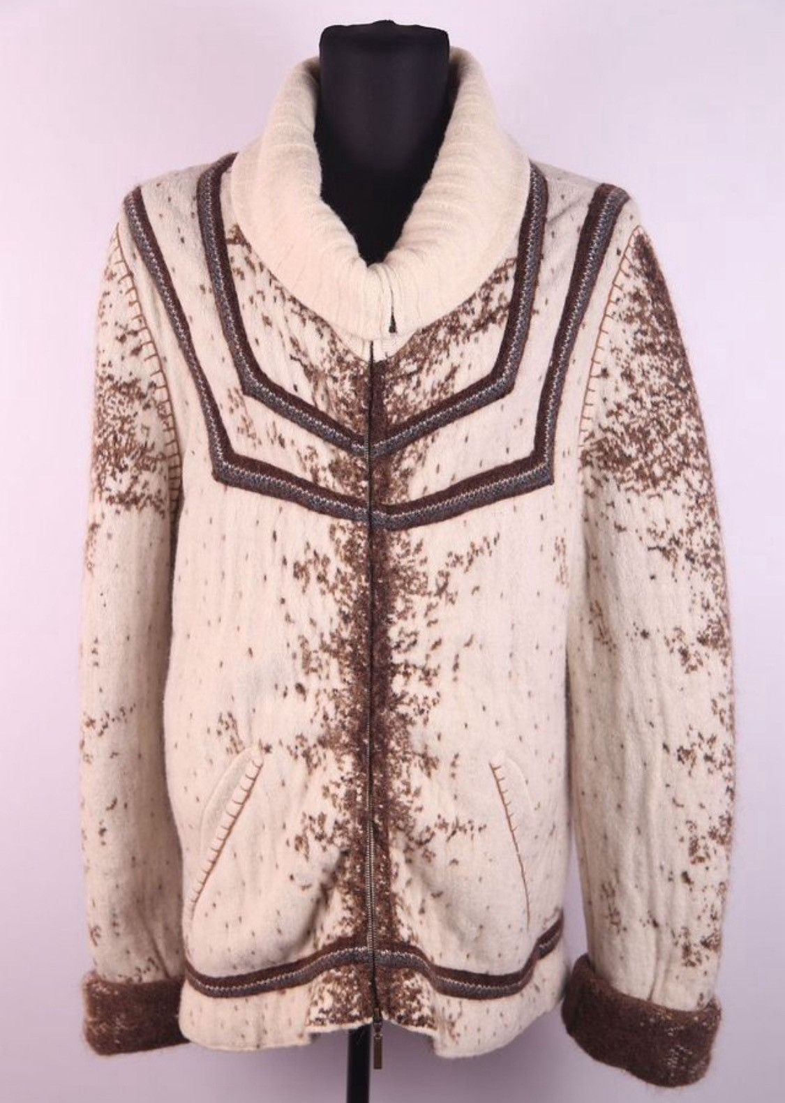 Roberto Cavalli Roberto Cavalli AW2003 Cow Print Fur Wool Cardigan Jacket Size US M / EU 48-50 / 2 - 1 Thumbnail