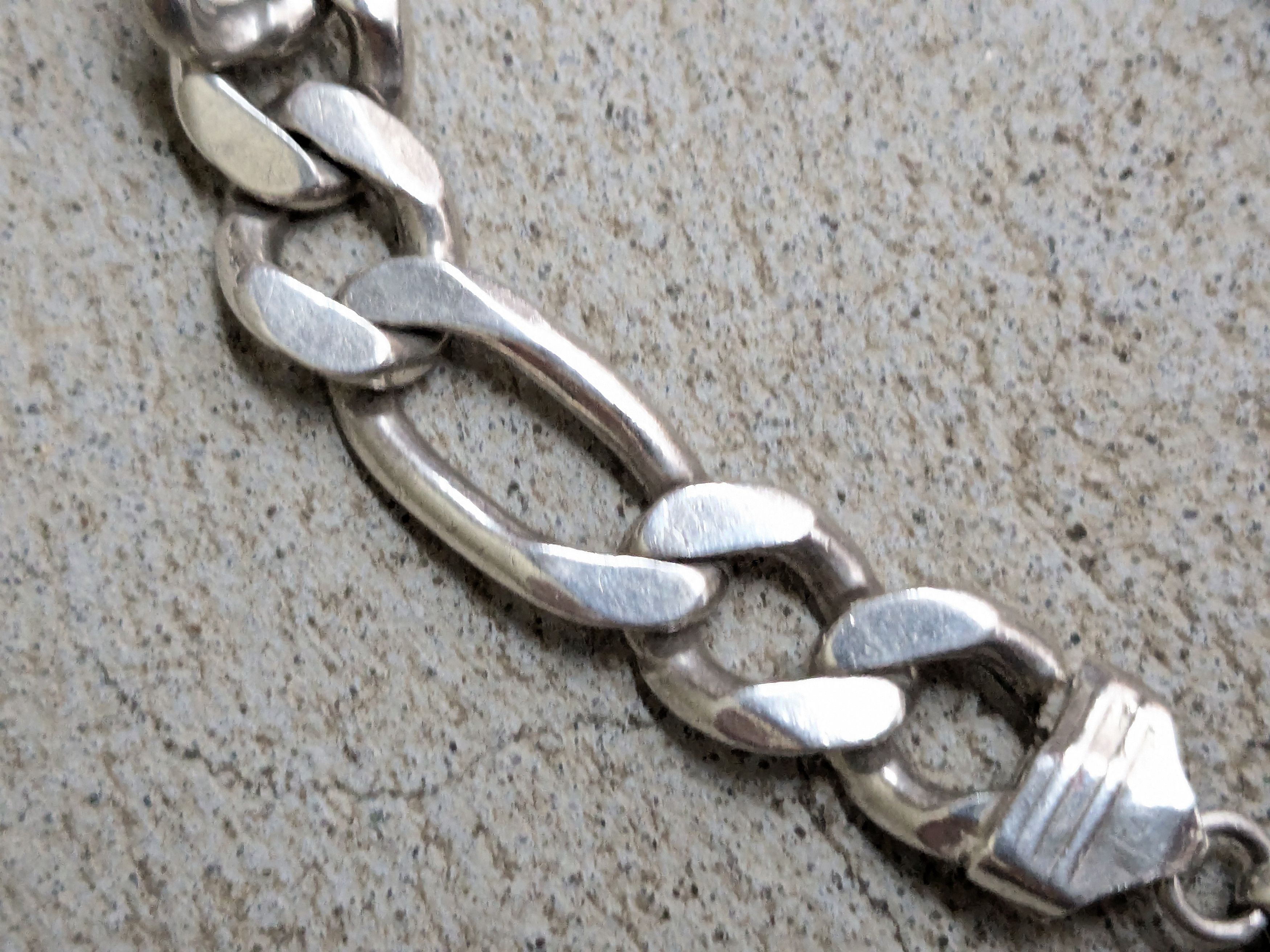 Jewelry Vintage Sterling Silver Bracelet Figaro Chunky Thick Punk Size ONE SIZE - 10 Thumbnail
