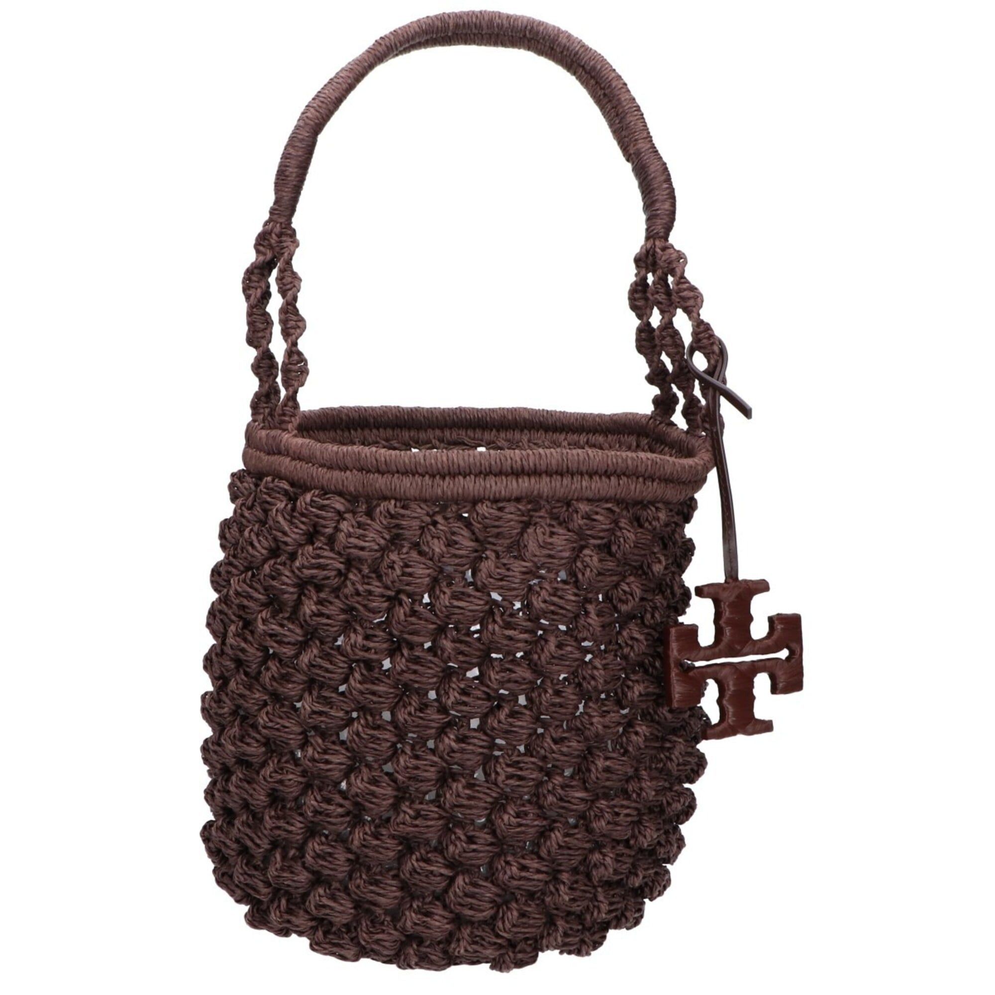 Tory Burch Tory Burch Ella Hand-Crocheted Popcorn Bucket Bag, Brown, Women's Handbag Size ONE SIZE - 1 Thumbnail