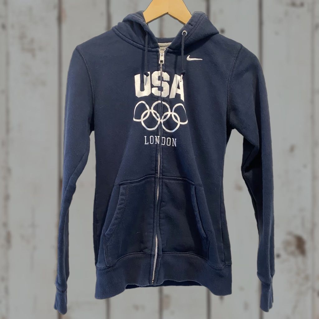 Nike VINTAGE Nike USA London Olympics blue Full Zip Hoodie Sweatshirt Womens Small S Long Sleeve Size S / US 4 / IT 40 - 1 Thumbnail