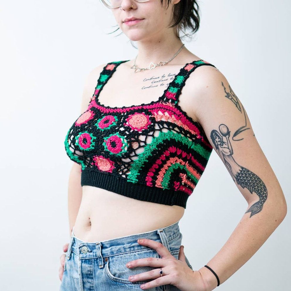 Handmade Handmade Crochet Knit Crop Top - S/M Size M / US 6-8 / IT 42-44 - 6 Thumbnail
