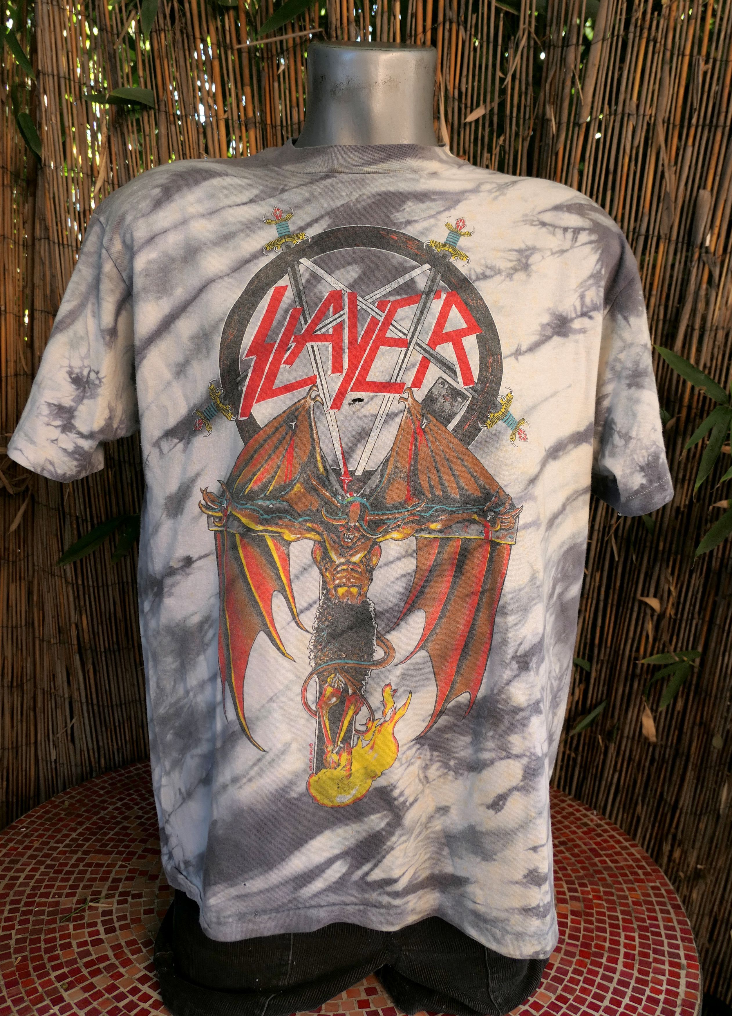 Vintage Vintage 1988 SLAYER Crucified Demon Tie Dye T Shirt Large Size US L / EU 52-54 / 3 - 1 Thumbnail