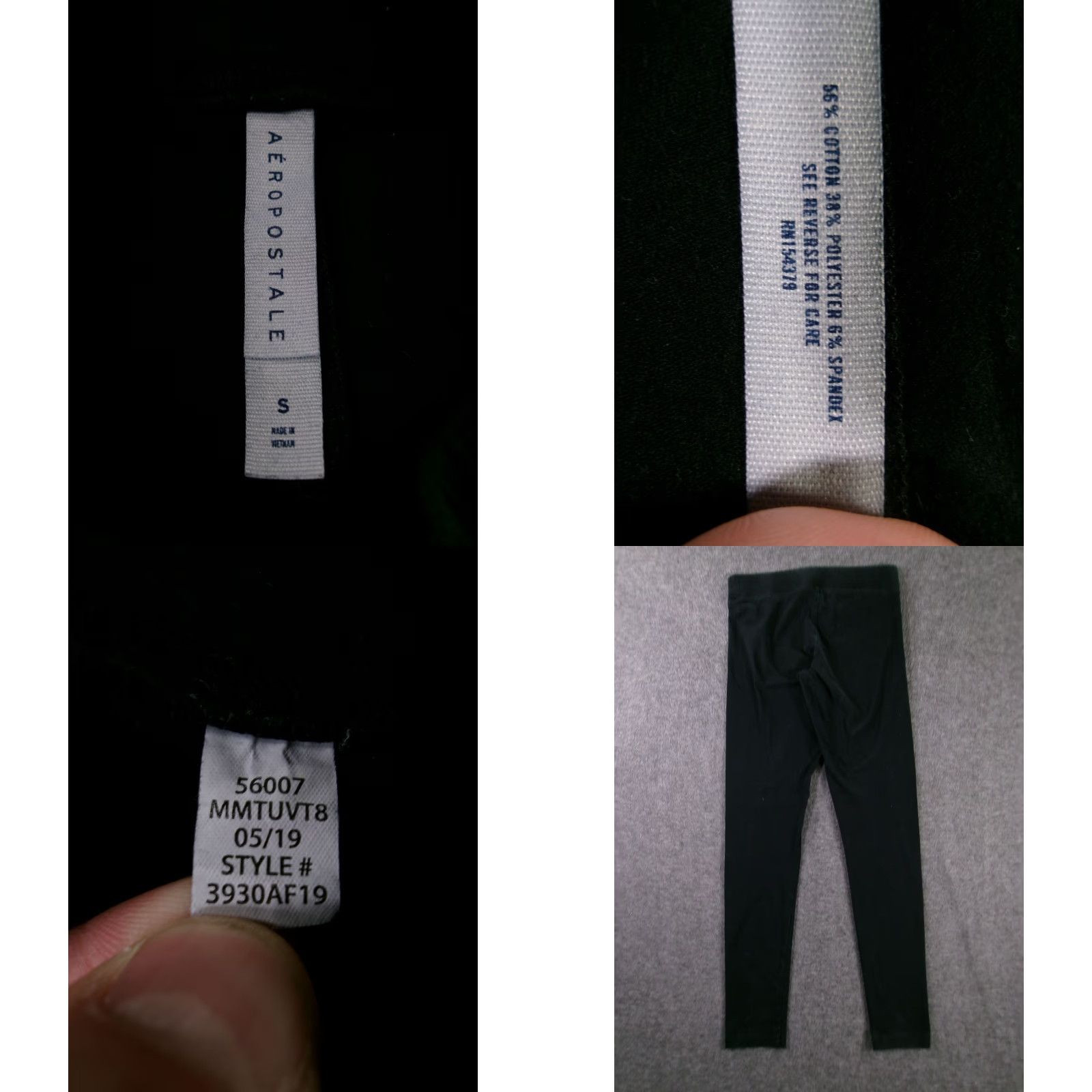 Aeropostale Aeropostale Leggings Womens S Black Cotton Blend Skinny Stretch Full Length Size 28" / US 6 / IT 42 - 8 Thumbnail