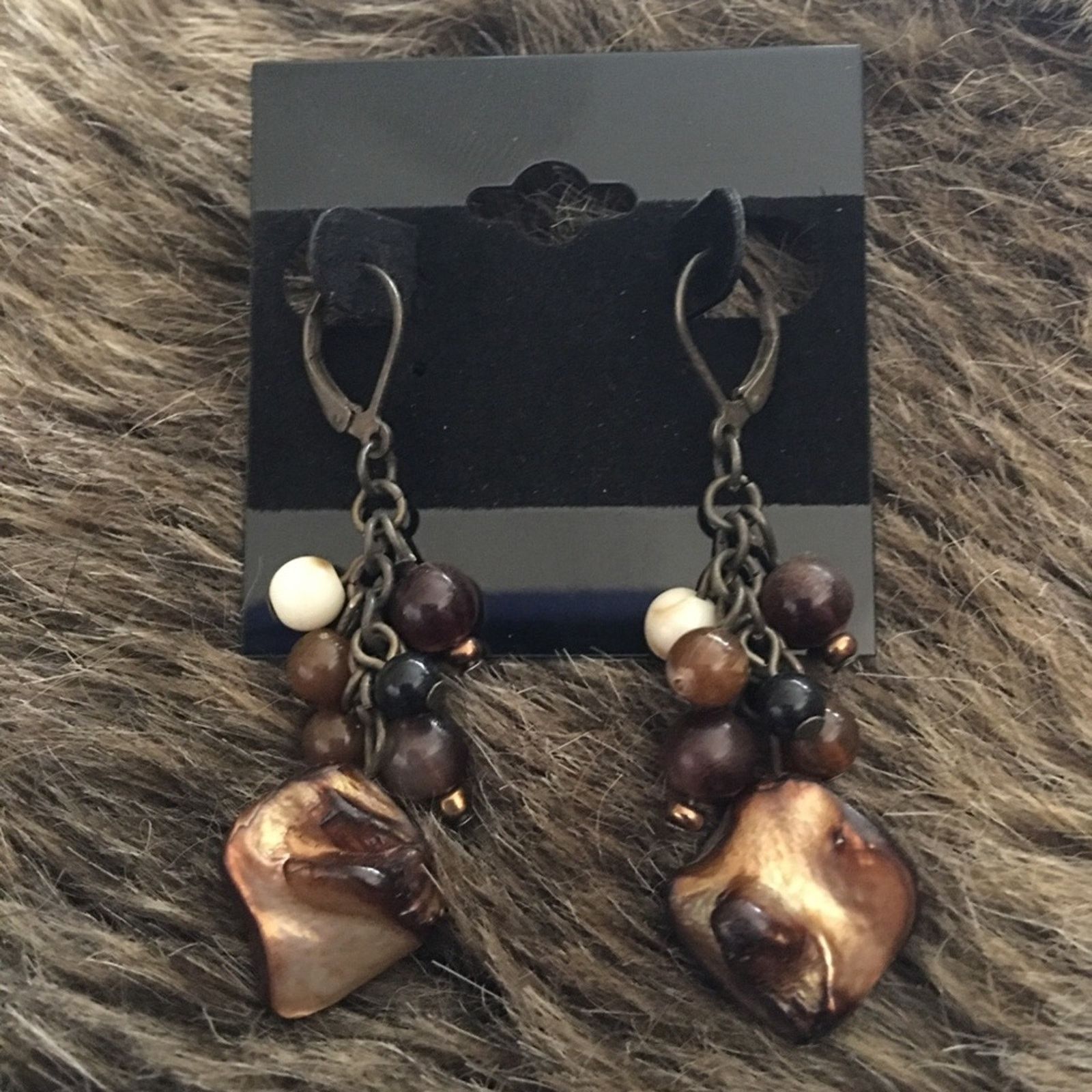 Jewelry Matte chrome lever back natural stone earrings Size ONE SIZE - 2 Thumbnail