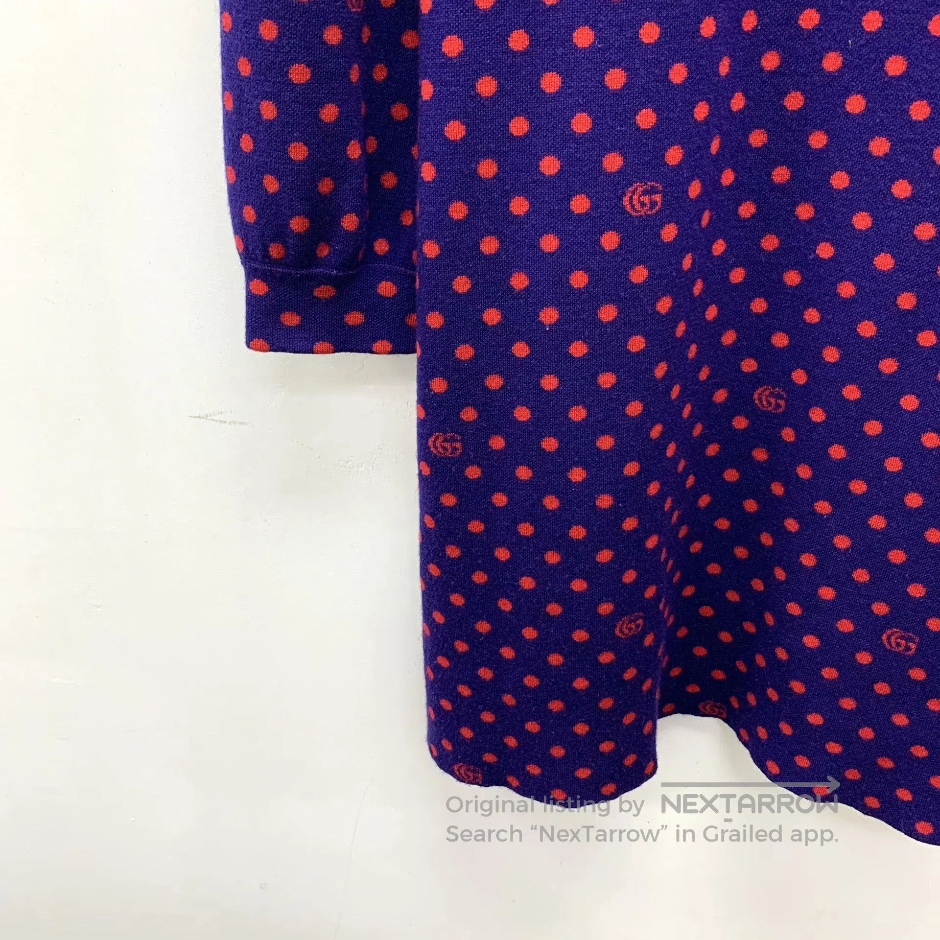 Gucci Gucci Purple Polka Dot Wool Dress. Size S / US 4 / IT 40 - 4 Thumbnail