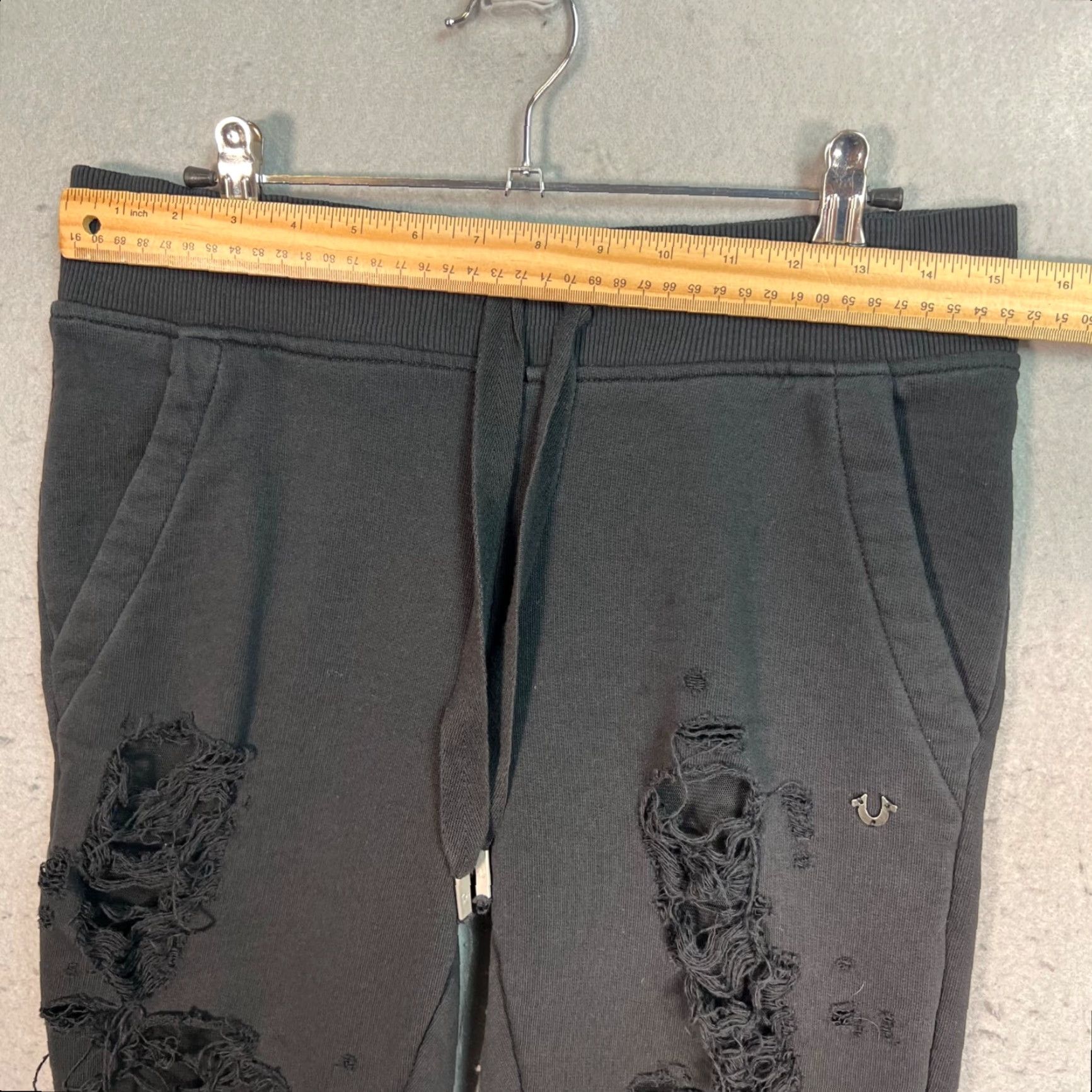 True Religion True Religion XS Black Distressed Jogger Sweatpants Ripped Streetwear Mens Size US 27 - 5 Thumbnail