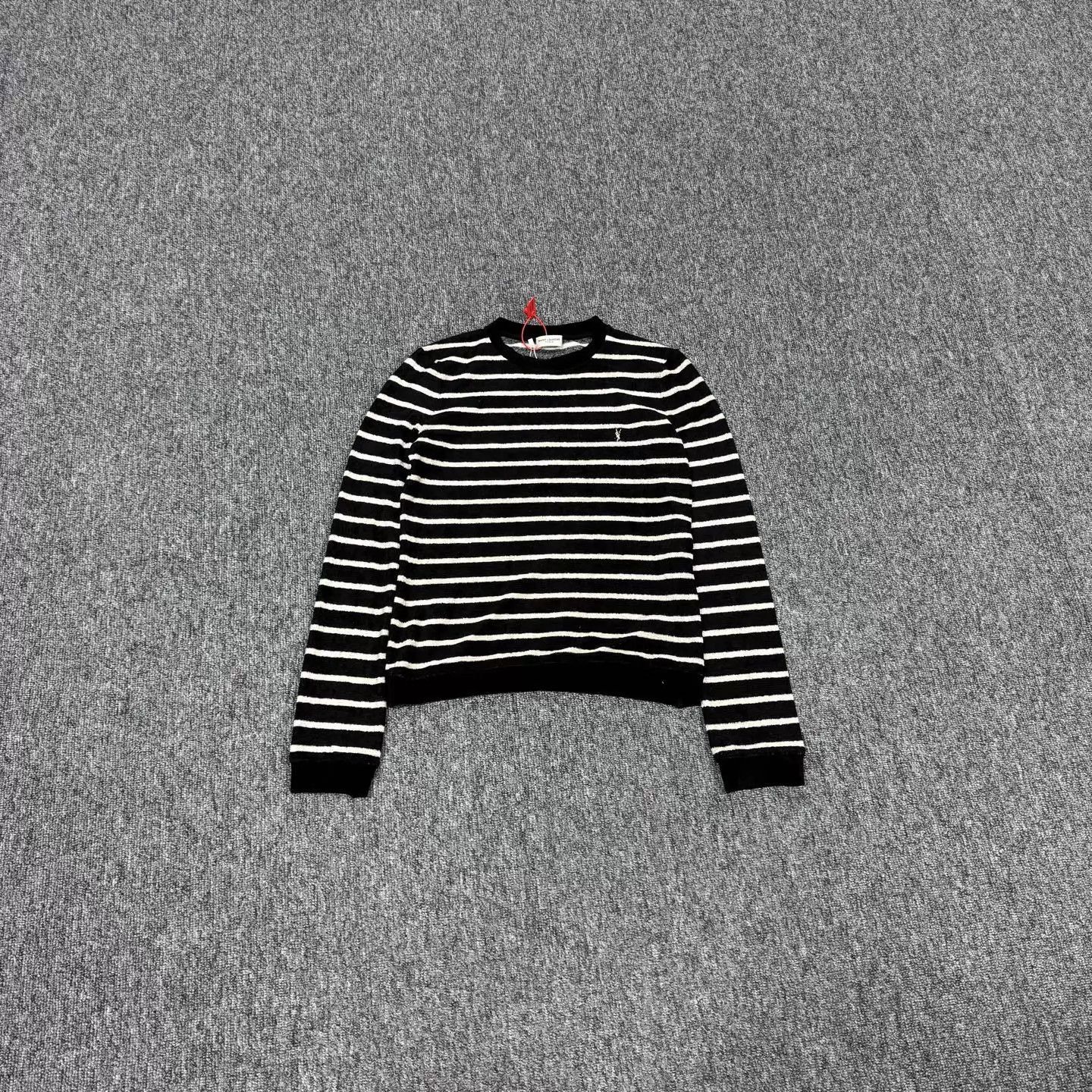 Saint Laurent Paris SLP black white striped chest logo knit M 99 new Size M / US 6-8 / IT 42-44 - 1 Thumbnail