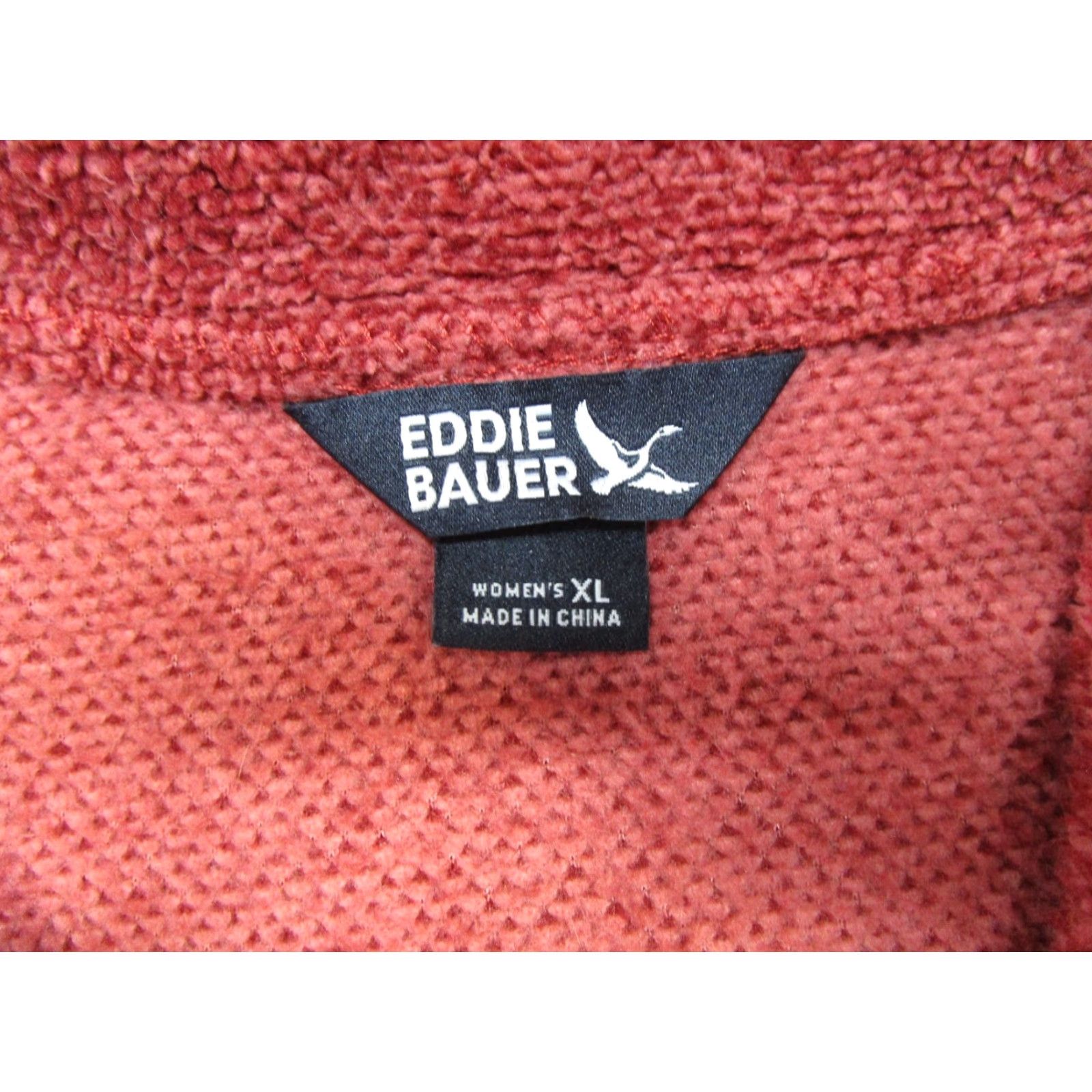 Eddie Bauer Eddie Bauer Women's Jacket Fleece Deep Pile Pullover 1/4 Button Casual Red XL Snaps Mid-Length Long Sleeve Vintage: No Size XL / US 12-14 / IT 48-50 - 2 Thumbnail