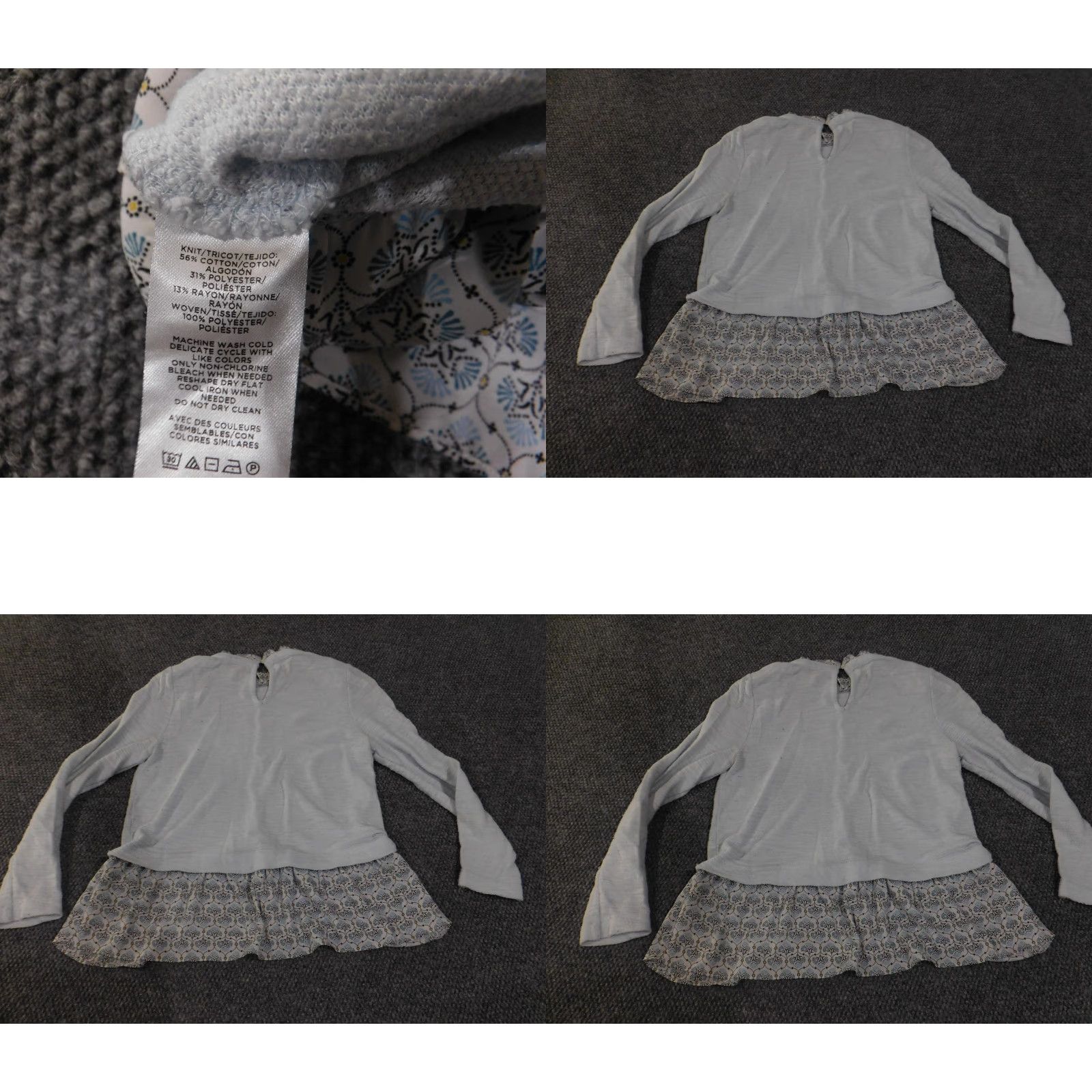 Loft LOFT Sweater Womens Medium Gray Mixed Media Ruffle Hem Mock Neck Long Sleeve Size M / US 6-8 / IT 42-44 - 8 Thumbnail