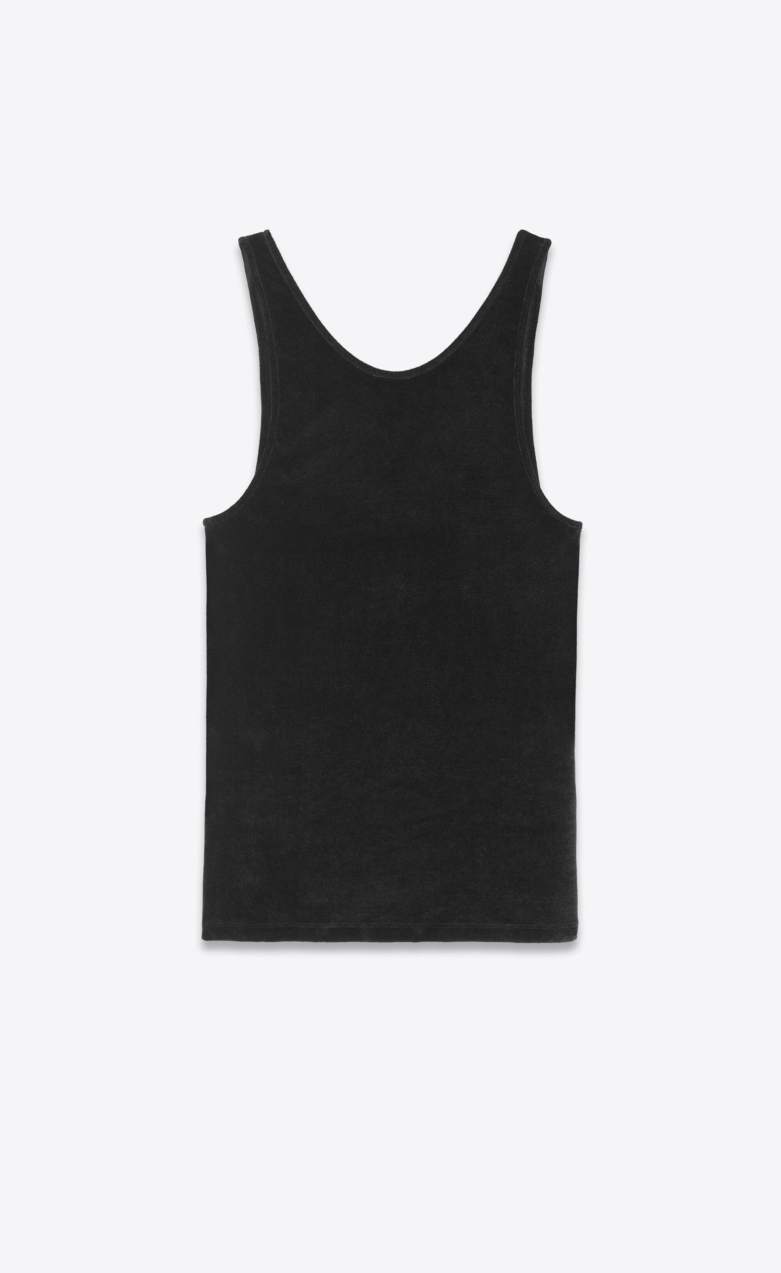 Saint Laurent Paris o1b1hav110125 Cassandre Tank Top in Velvet in Black Size US XS / EU 42 / 0 - 2 Thumbnail