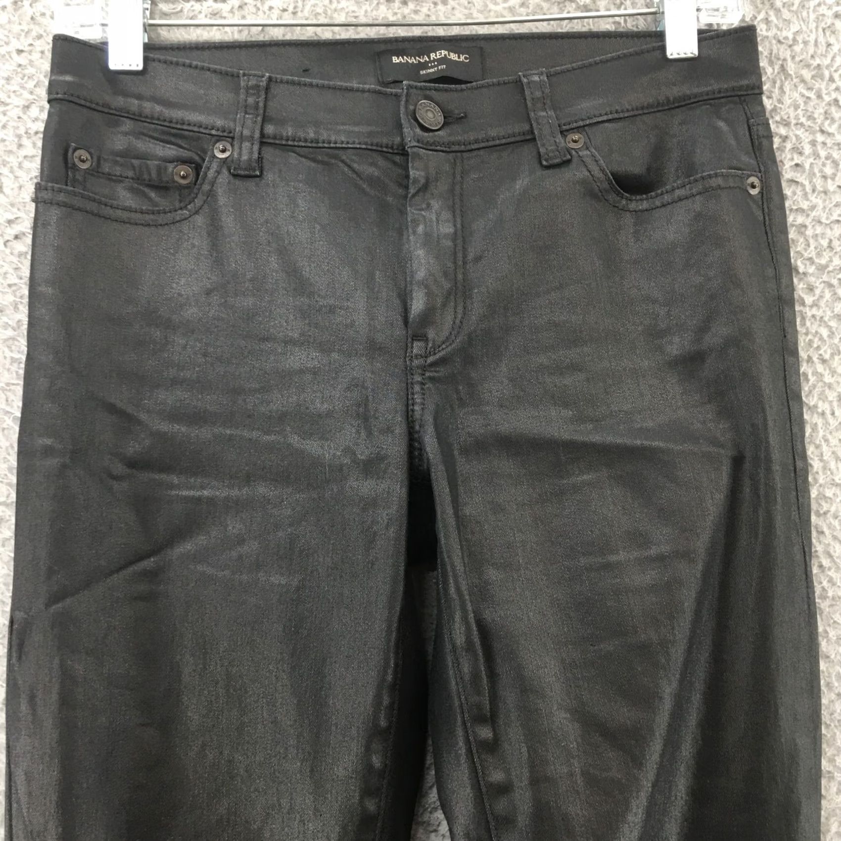 Banana Republic Banana Republic Skinny Jeans Womens 29x28.5 Black Cotton Blend 5-Pocket Design Zip Accents Button Size 42" / US 20 - 2 Thumbnail