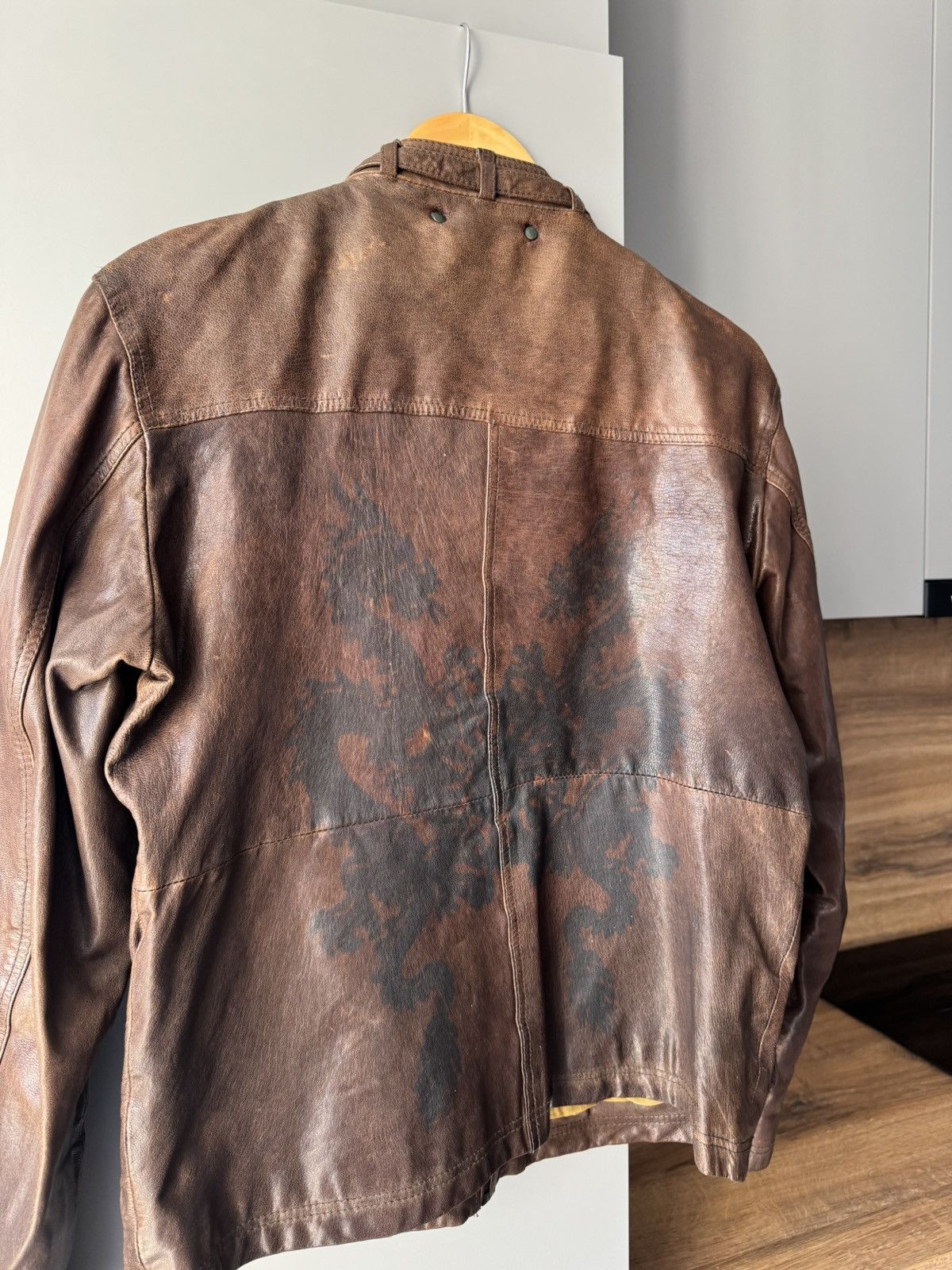 Hugo Boss × Vintage Rare Hugo Boss Goat Skin Shiny Dragon Print Leather Jacket Size US M / EU 48-50 / 2 - 9 Thumbnail