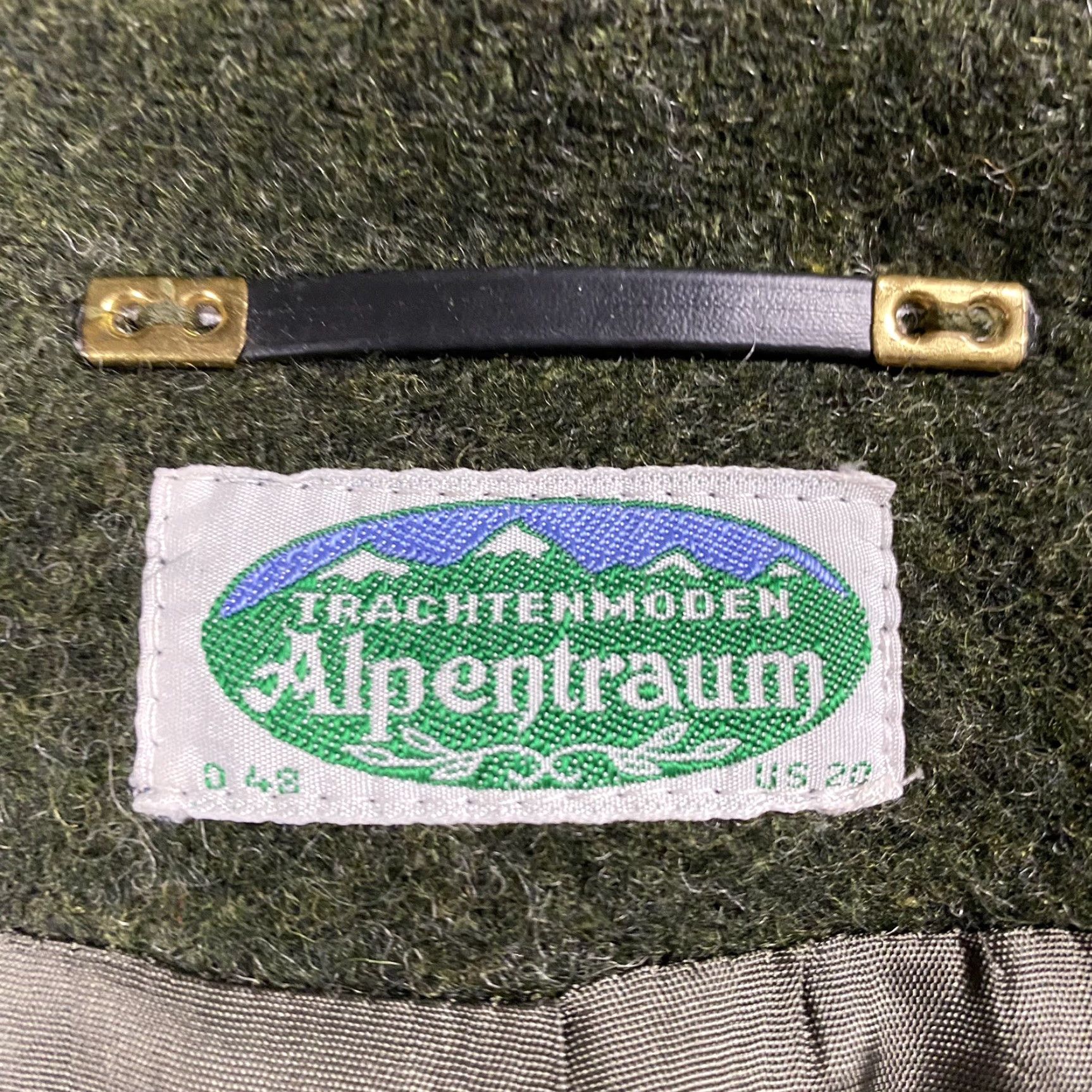 Vintage VINTAGE ALPENTRAUM Women's Wool Blazer Herringbone Tweed Double-Breasted Green 90s Classic Size US 20 Size XL / US 12-14 / IT 48-50 - 4 Thumbnail
