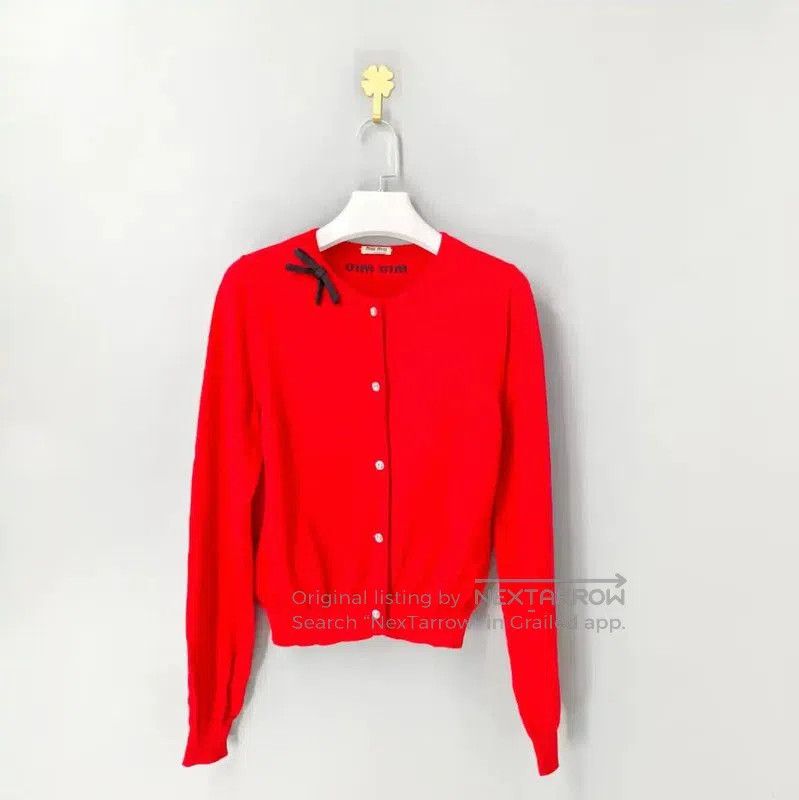 Miu Miu Miu Miu Red Wool Cardigan for Women . Size L / US 10 / IT 46 - 1 Thumbnail