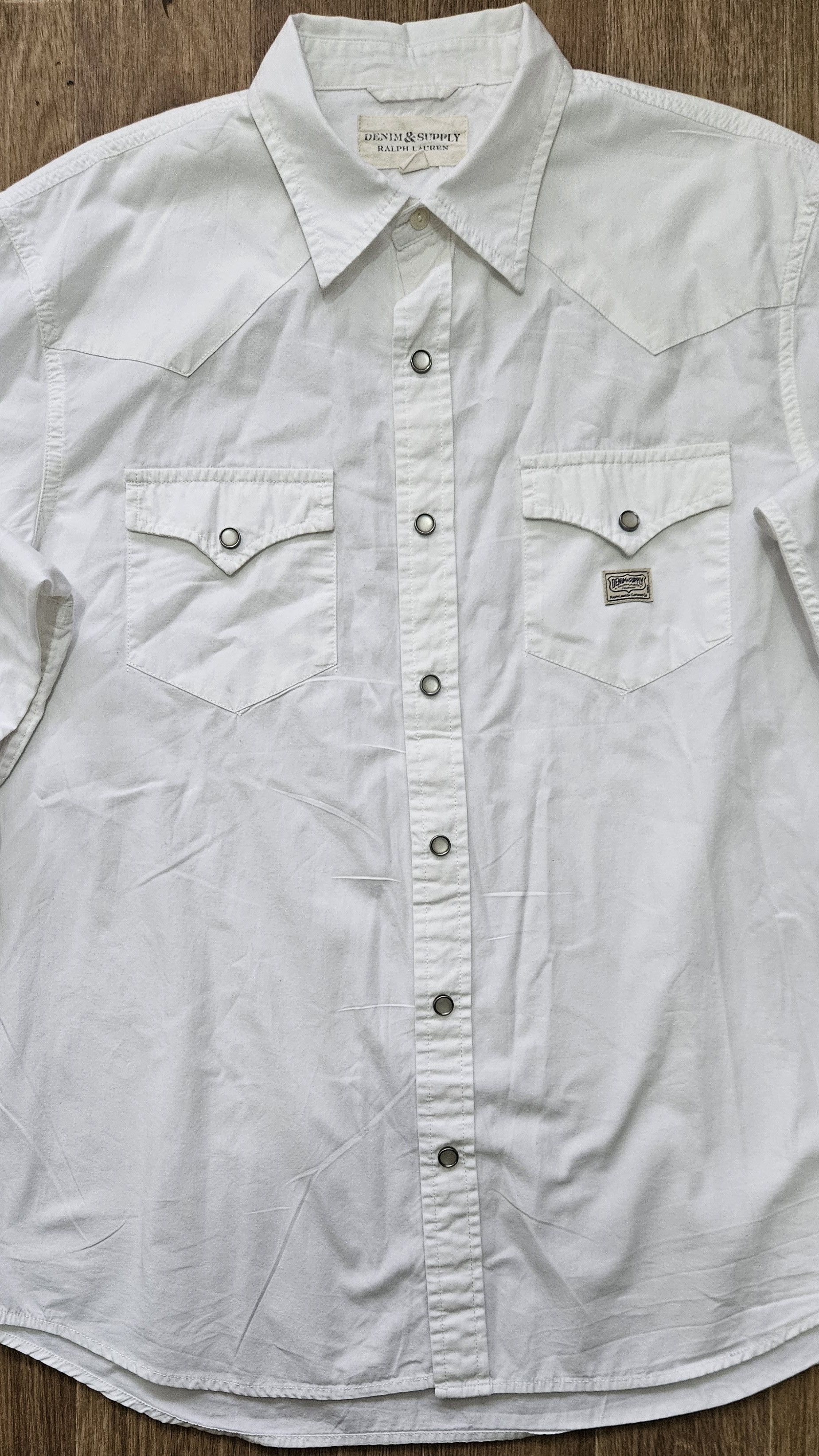 Denim & Supply Ralph Lauren Denim & Supply Ralph Lauren Shirt Mens G/L White Pearl Snap Size US L / EU 52-54 / 3 - 2 Thumbnail