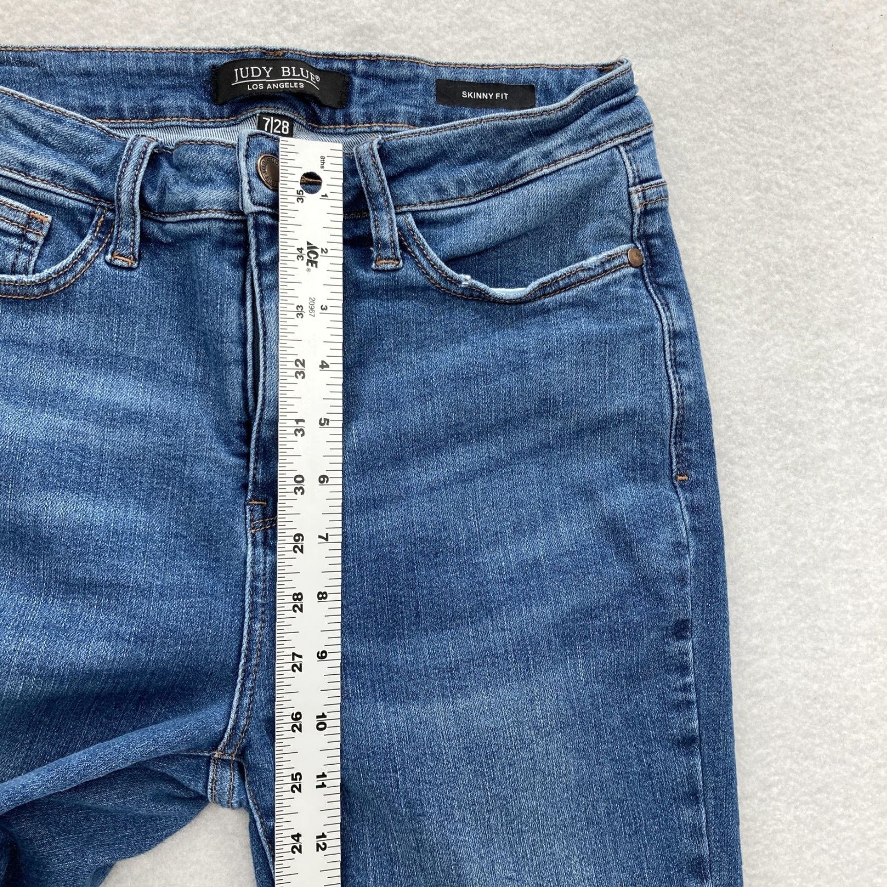 Denime Judy Blue Jeans Womens 7/28 Skinny Fit Blue Medium Wash Stretch Denim Preppy Size 28" / US 6 / IT 42 - 7 Thumbnail