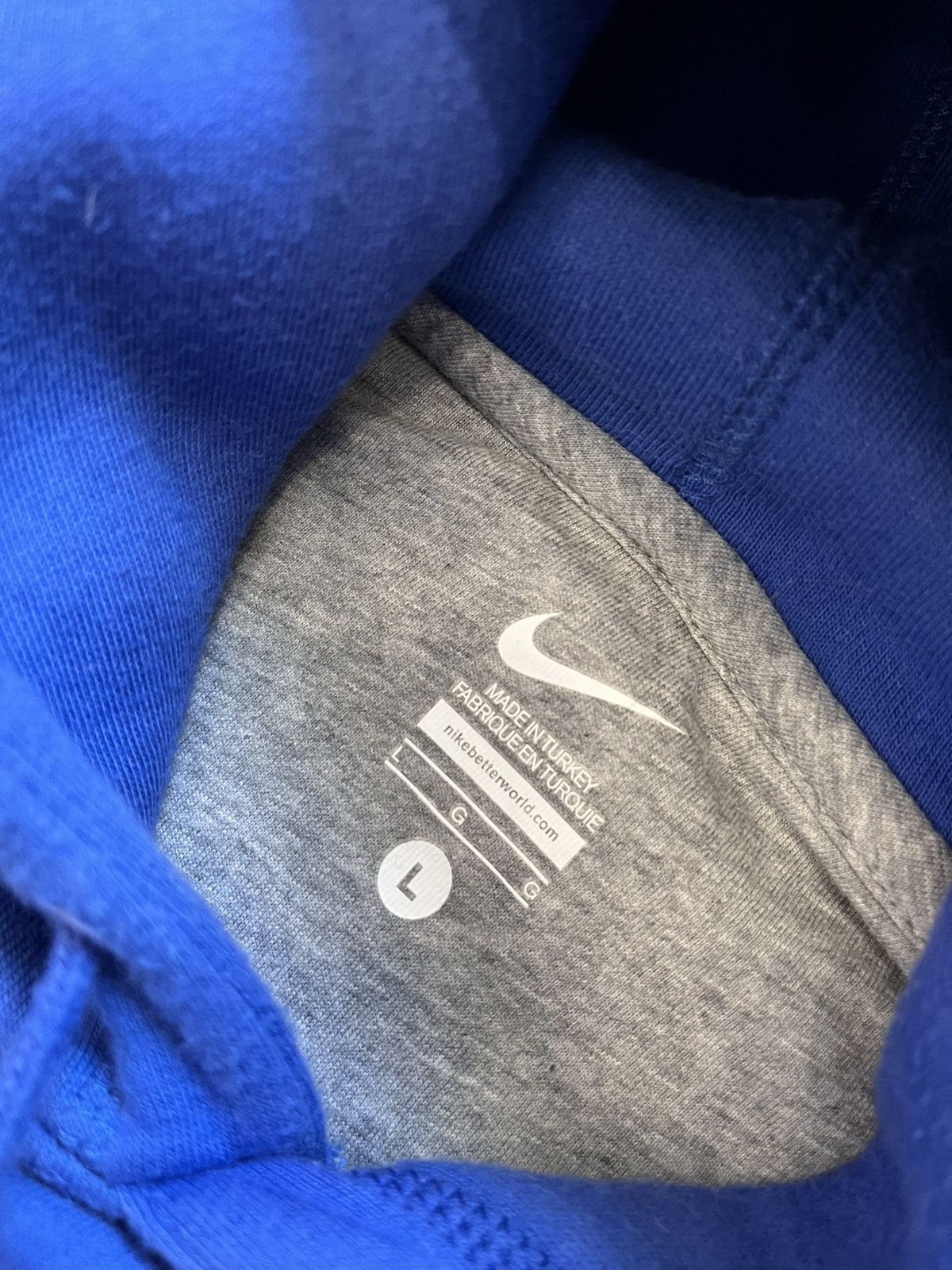 Nike × Vintage Vintage Nike Hoodie Blue big logo fleece sweatshirt Size US L / EU 52-54 / 3 - 14 Thumbnail