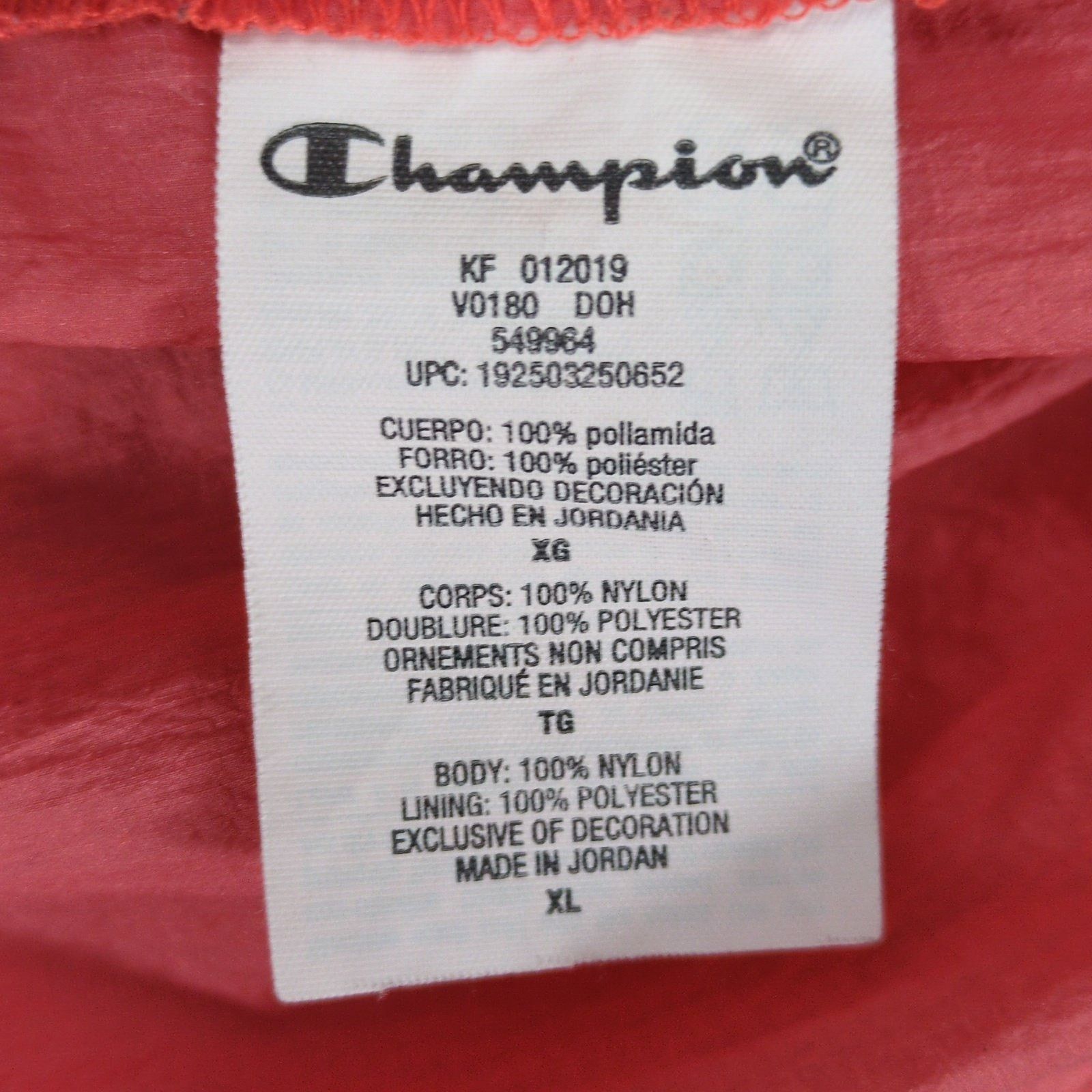 Champion Champion Women's XL Coral Pink Windbreaker Hoodie Jacket Size XL / US 12-14 / IT 48-50 - 5 Thumbnail