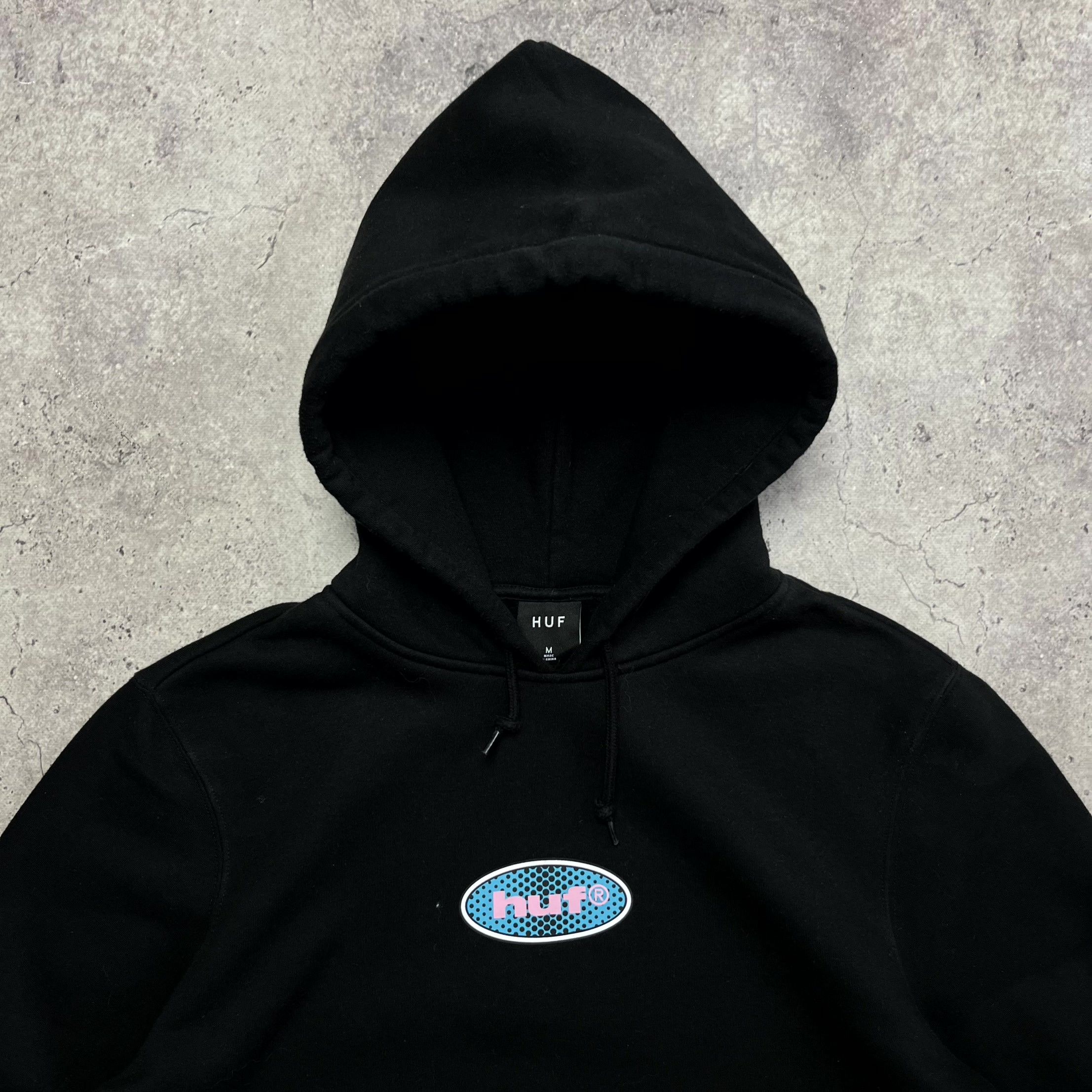 Huf HUF Logo Cotton Blend Black Hoodie Streetwear Skate Size M Size US M / EU 48-50 / 2 - 2 Thumbnail