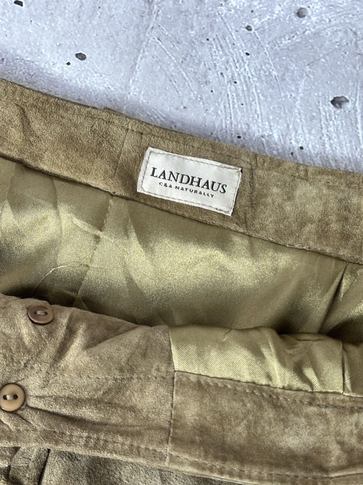 Leather Vintage Landhaus Suede Beige Wooden Parts Women’s Pants Size 36" / US 14 / IT 50 - 9 Thumbnail