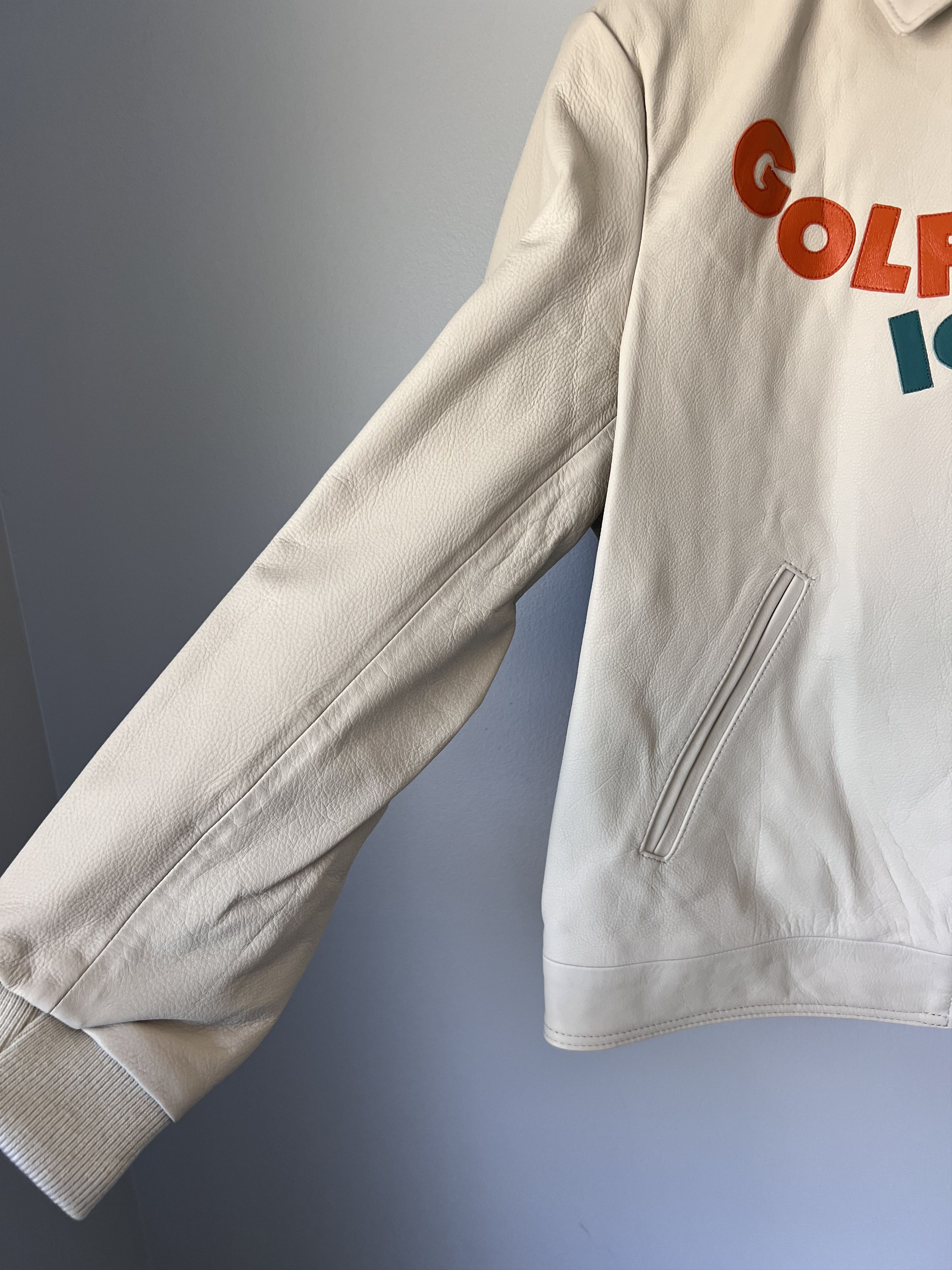 Golf le Fleur Golf le Fleur Schott Call Me Leather Work Jacket in Cream Size US L / EU 52-54 / 3 - 4 Thumbnail