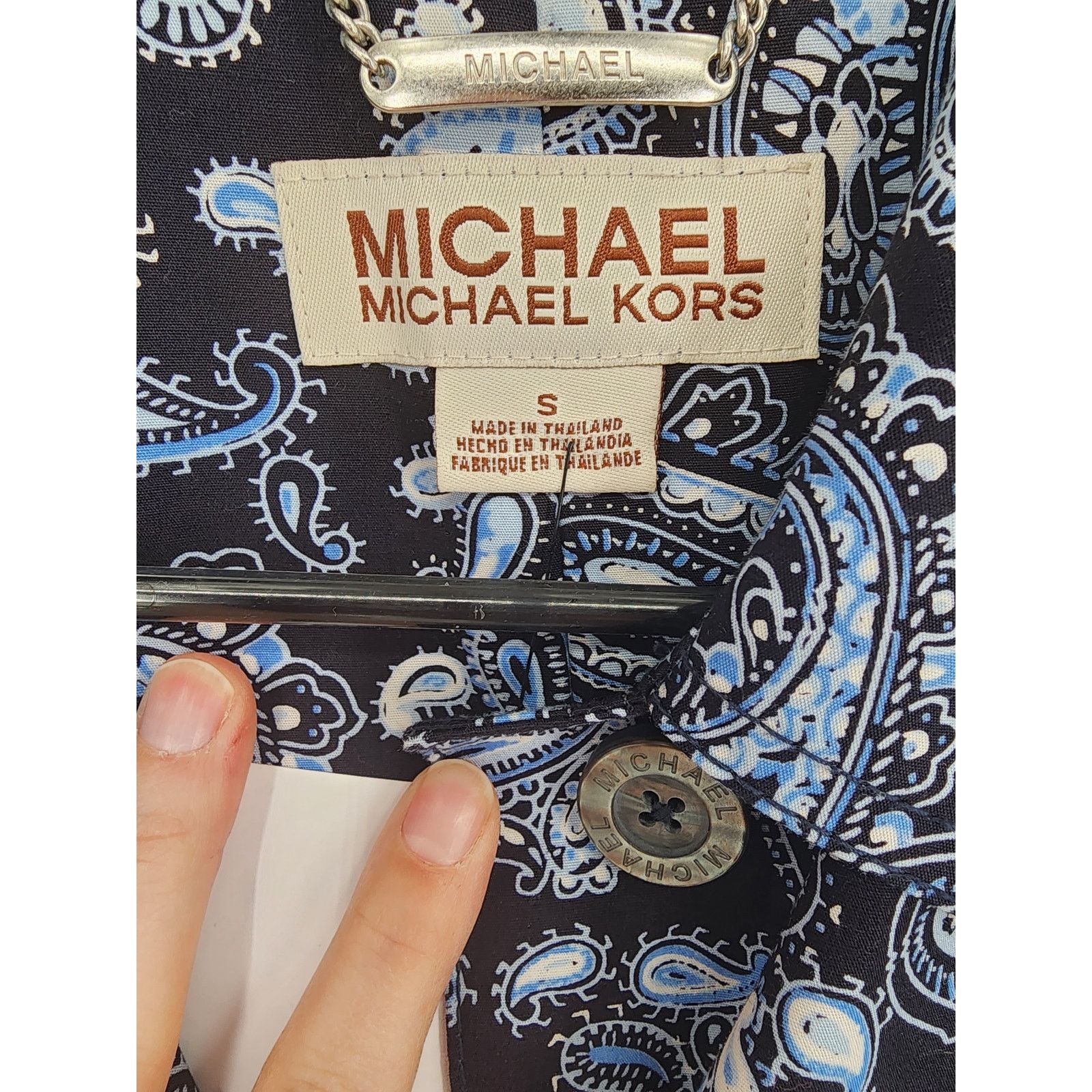 Michael Kors Michael Kors Navy Blue Paisley Dress Trench Coat Size Small Size S / US 4 / IT 40 - 6 Thumbnail