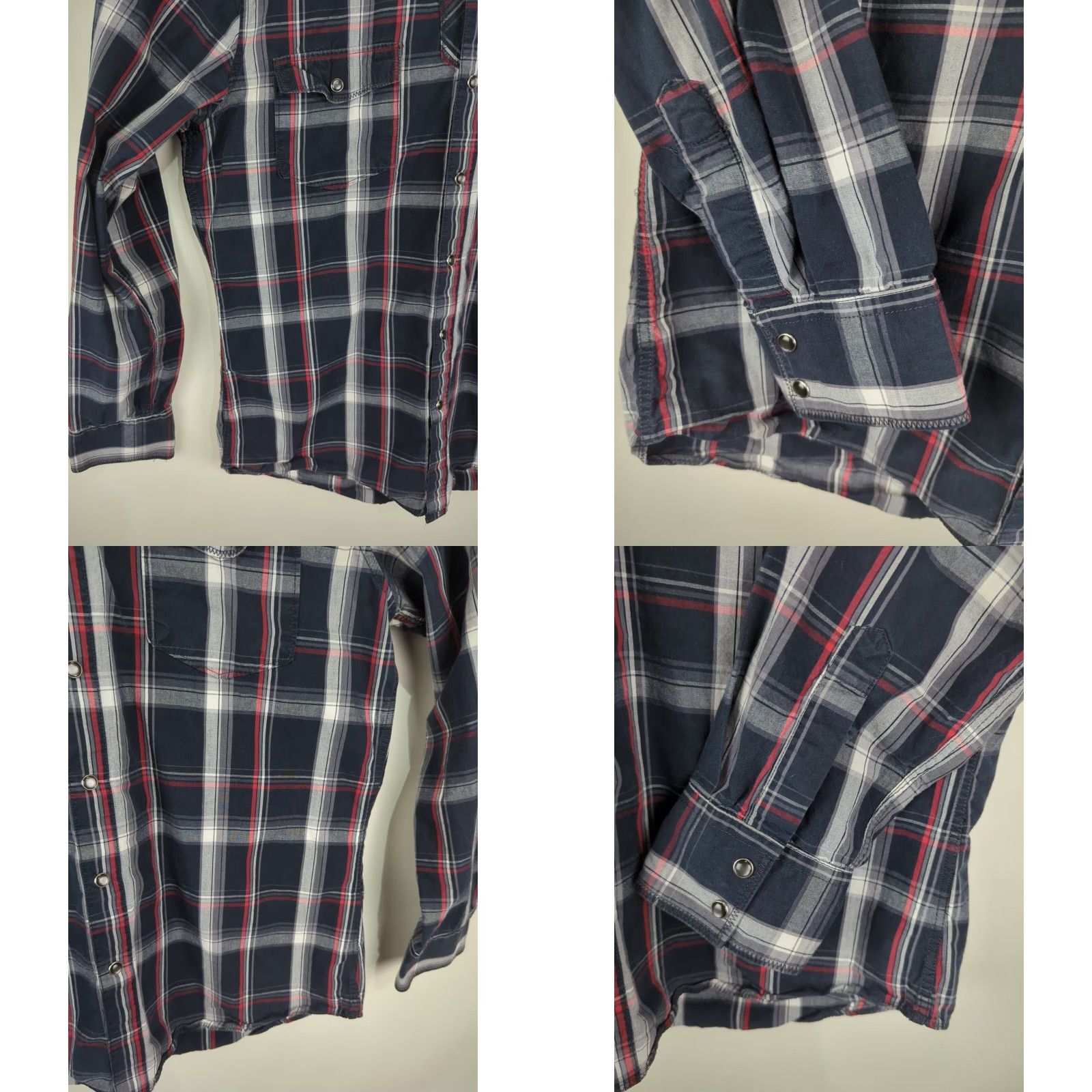 Vintage 7 Diamonds Mens XL Pearl Snap Western Shirt Long Sleeve Black Plaid Embroidered Size US XL / EU 56 / 4 - 8 Thumbnail
