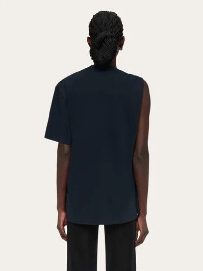 Salvatore Ferragamo o1s1rm0126 Golden Clip Crewneck T-Shirt in Navy Blue Size M / US 6-8 / IT 42-44 - 4 Thumbnail
