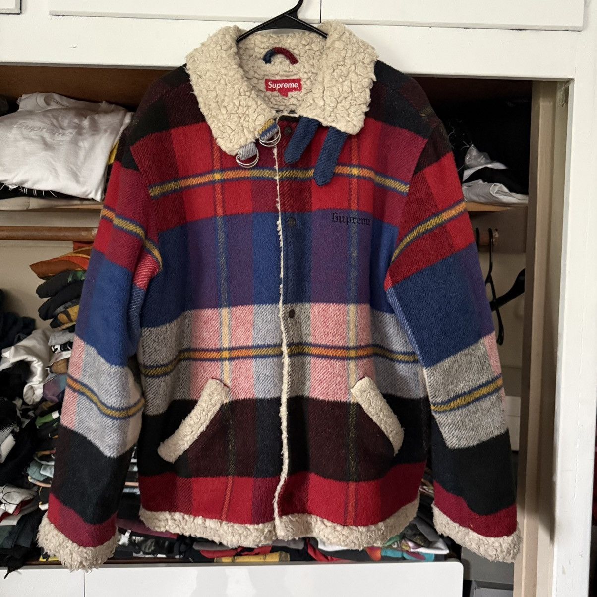 Supreme FW17 Plaid Shearling Bomber Size US L / EU 52-54 / 3 - 1 Thumbnail