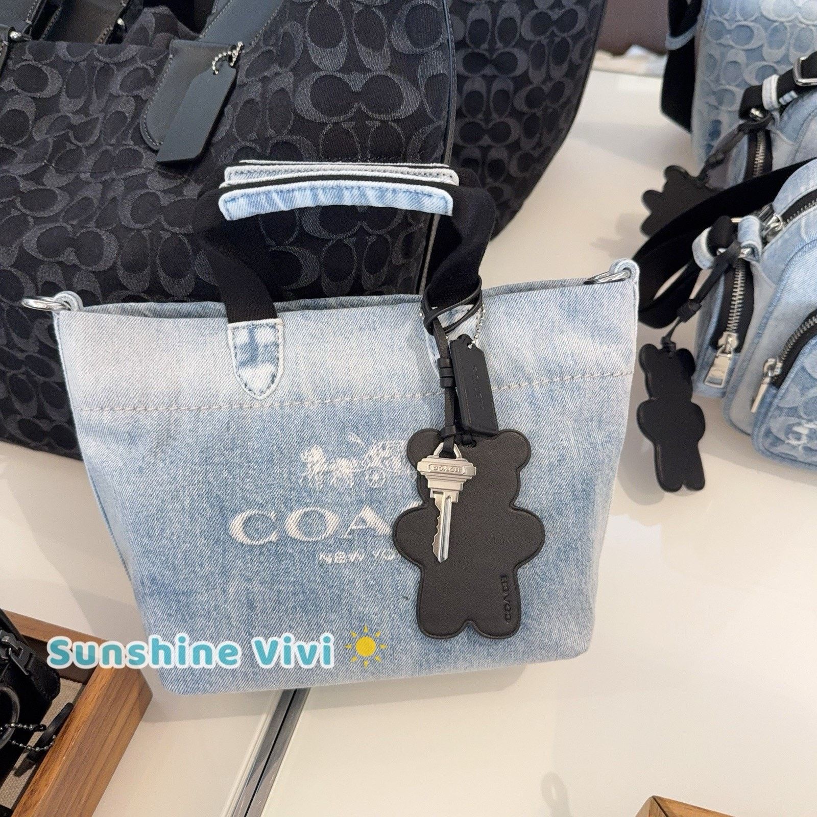 Coach NWT COACH CEB33 Mini Tour Tote Bag Loved Denim Light Indigo Size ONE SIZE - 1 Thumbnail