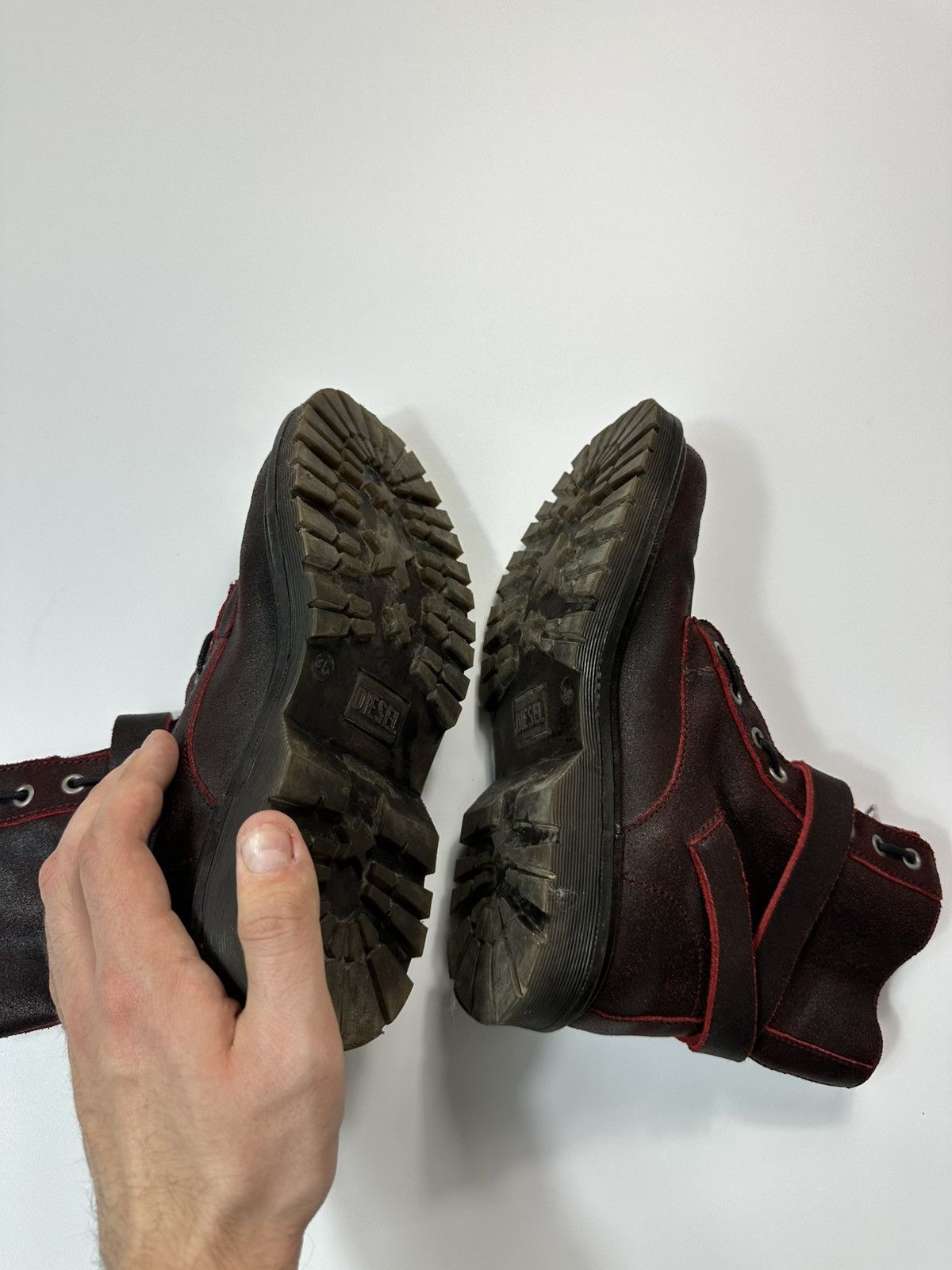 Diesel Diesel Leather Boots 36 Size Burgundy Y2K Made In Portugal Size US 6 / IT 36 - 8 Thumbnail