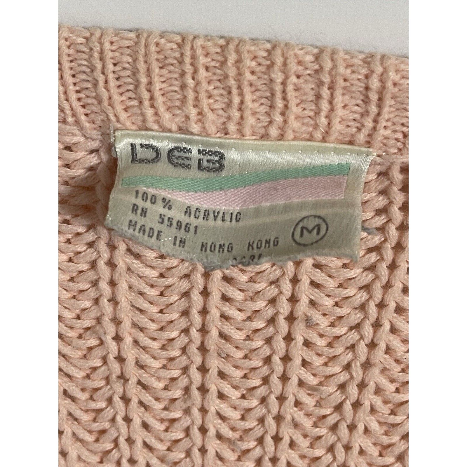 Other Deb Chunky Knit Cardigan Sweater M Peach Preppy Vintage 80s Size M / US 6-8 / IT 42-44 - 6 Thumbnail
