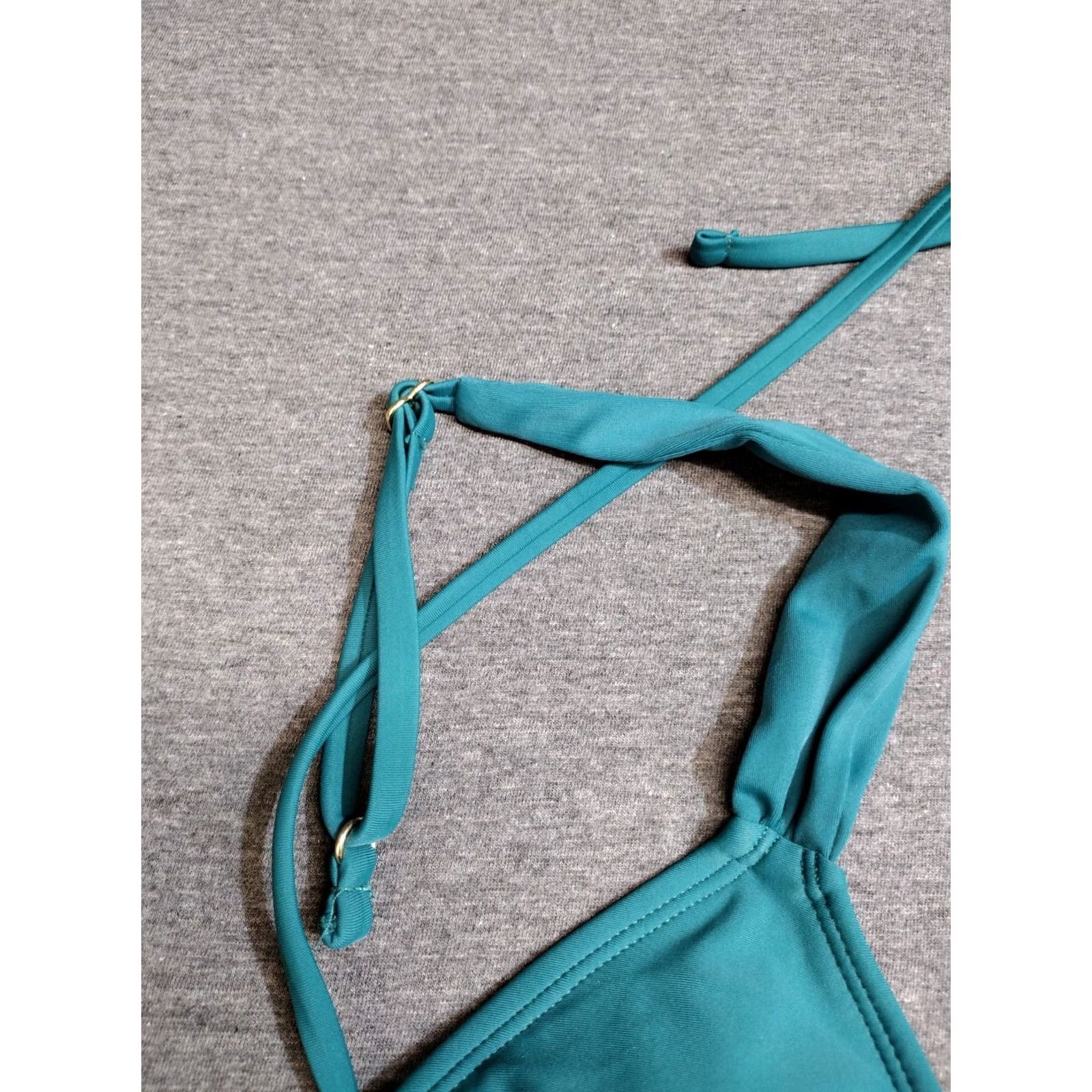 Vintage Xhilaration Women's Triangle Bikini Top XL Green Padded Spaghetti Strap Swim Top Size XL / US 12-14 / IT 48-50 - 3 Thumbnail