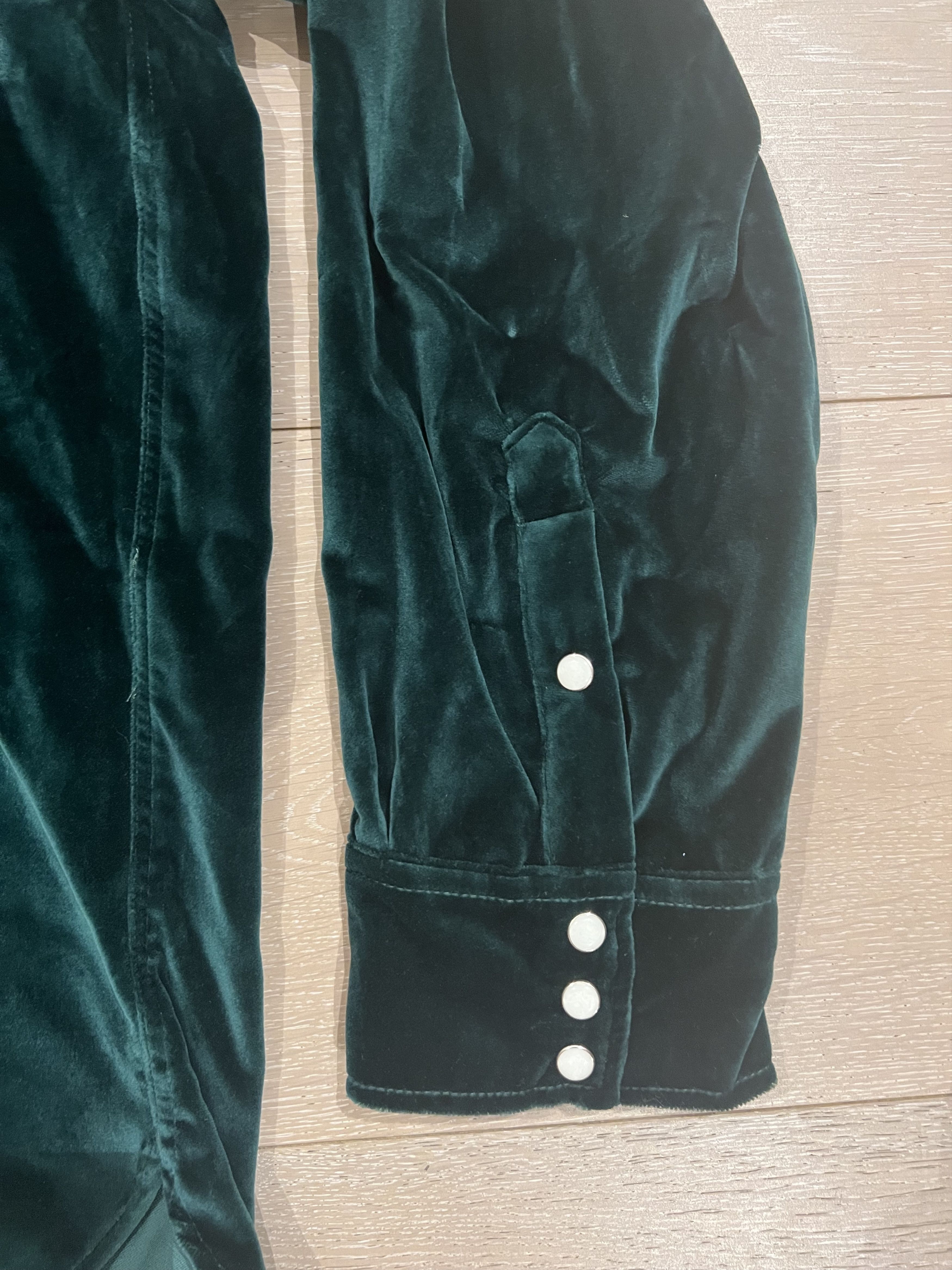 WYTHE 💚 Wythe Velvet Pearlsnap Shirt Pine Green Large NEW Size US L / EU 52-54 / 3 - 9 Thumbnail