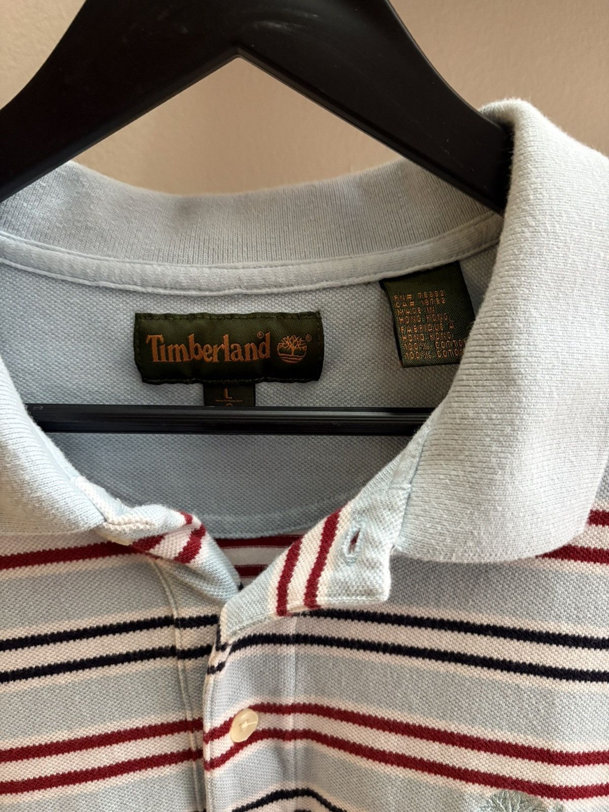 Timberland Timberland VTG 90s Y2K baby blue/red/white striped golf polo Size US L / EU 52-54 / 3 - 3 Thumbnail
