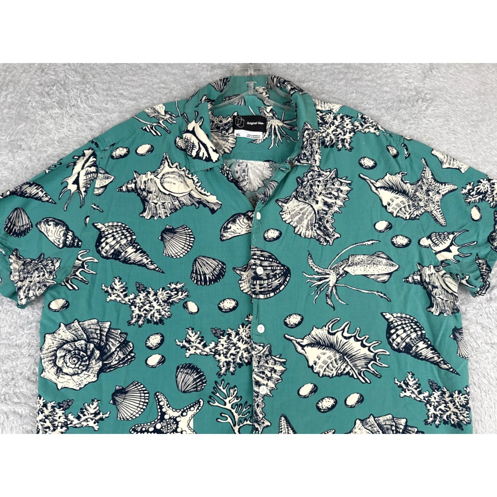 Vintage Original Use shirt XL Blue Coral Seashells Hawaiian 100% Rayon Size US XL / EU 56 / 4 - 4 Thumbnail