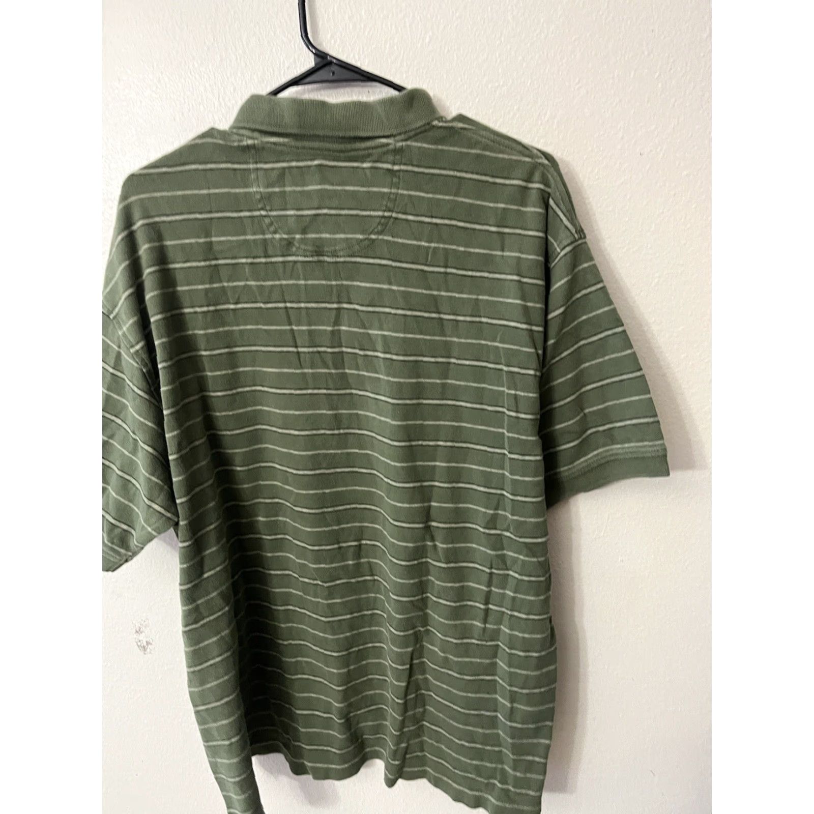 Izod VINTAGE IZOD GOLF POLO Shirt Mens 2XL Green Striped Short Sleeve Knit 100% Cotton Regular Fit Golf Casual Size US XXL / EU 58 / 5 - 2 Thumbnail