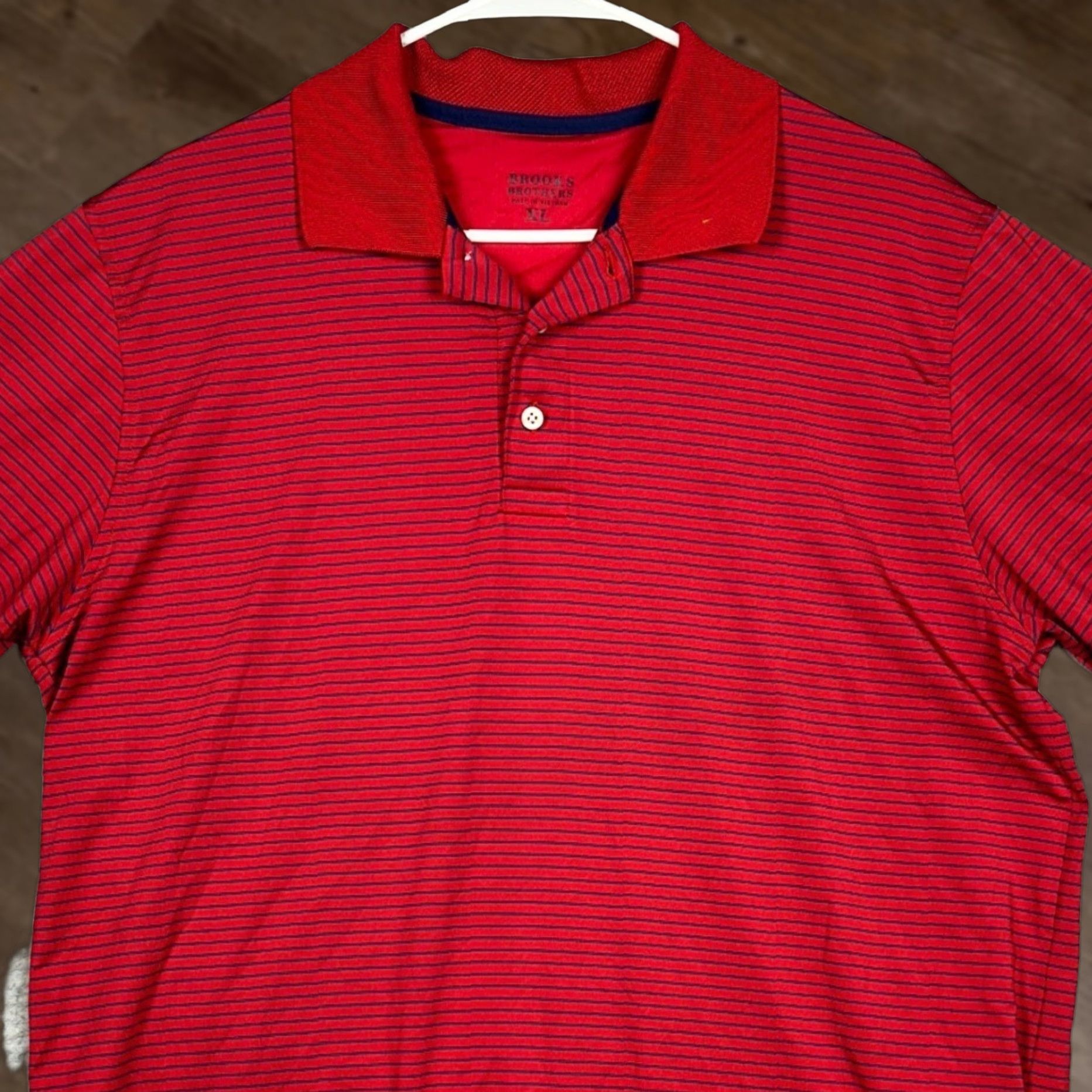 Brooks Brothers Brooks Brothers Polo Shirt Men XL Red Striped Short Sleeve Logo Button Collared Lightweight Breathable Golf Casual Workwear Size US XL / EU 56 / 4 - 1 Thumbnail