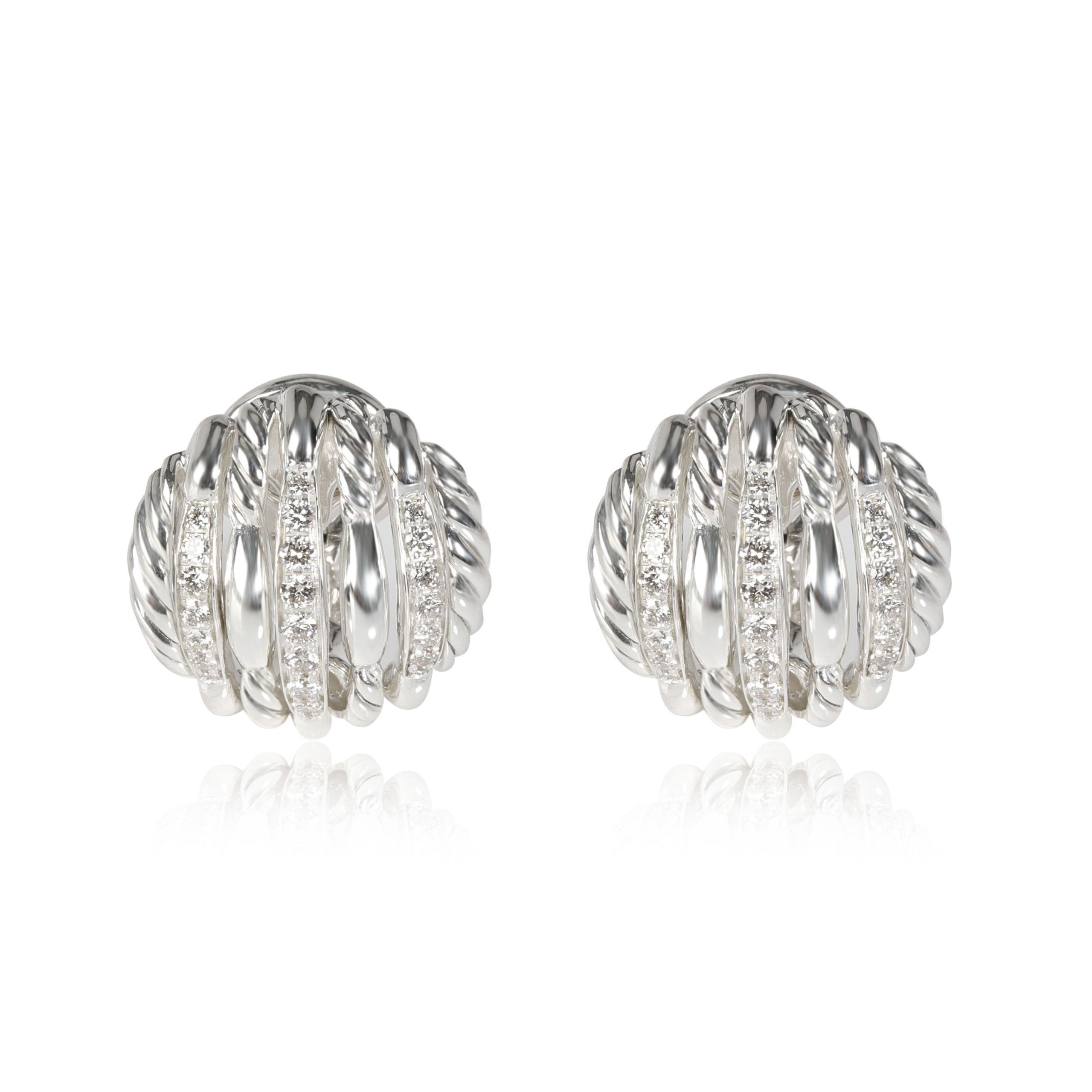 image of David Yurman Tides Diamond Earrings In Sterling Silver 0.54 Ctw, Women's