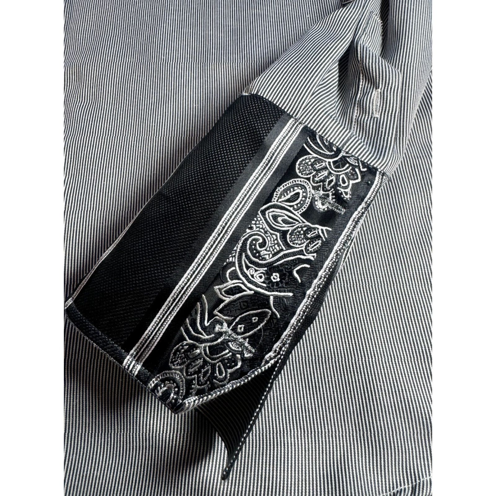 Vintage Statement Shirt Mens 2XL Black & White Striped 100% Cotton Button-Up Long Sleeve 1735 Size US XXL / EU 58 / 5 - 3 Thumbnail