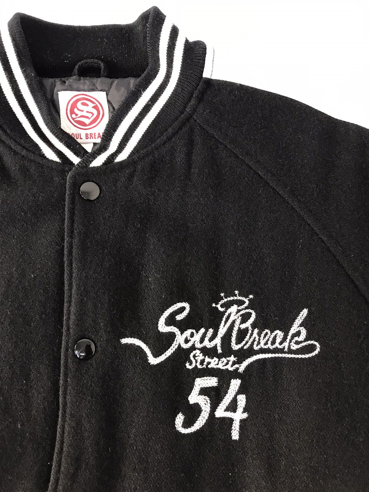 Japanese Brand Vtg Soul Break Street 54 Varsity Jacket Wool Snap Button Up Size US L / EU 52-54 / 3 - 6 Thumbnail