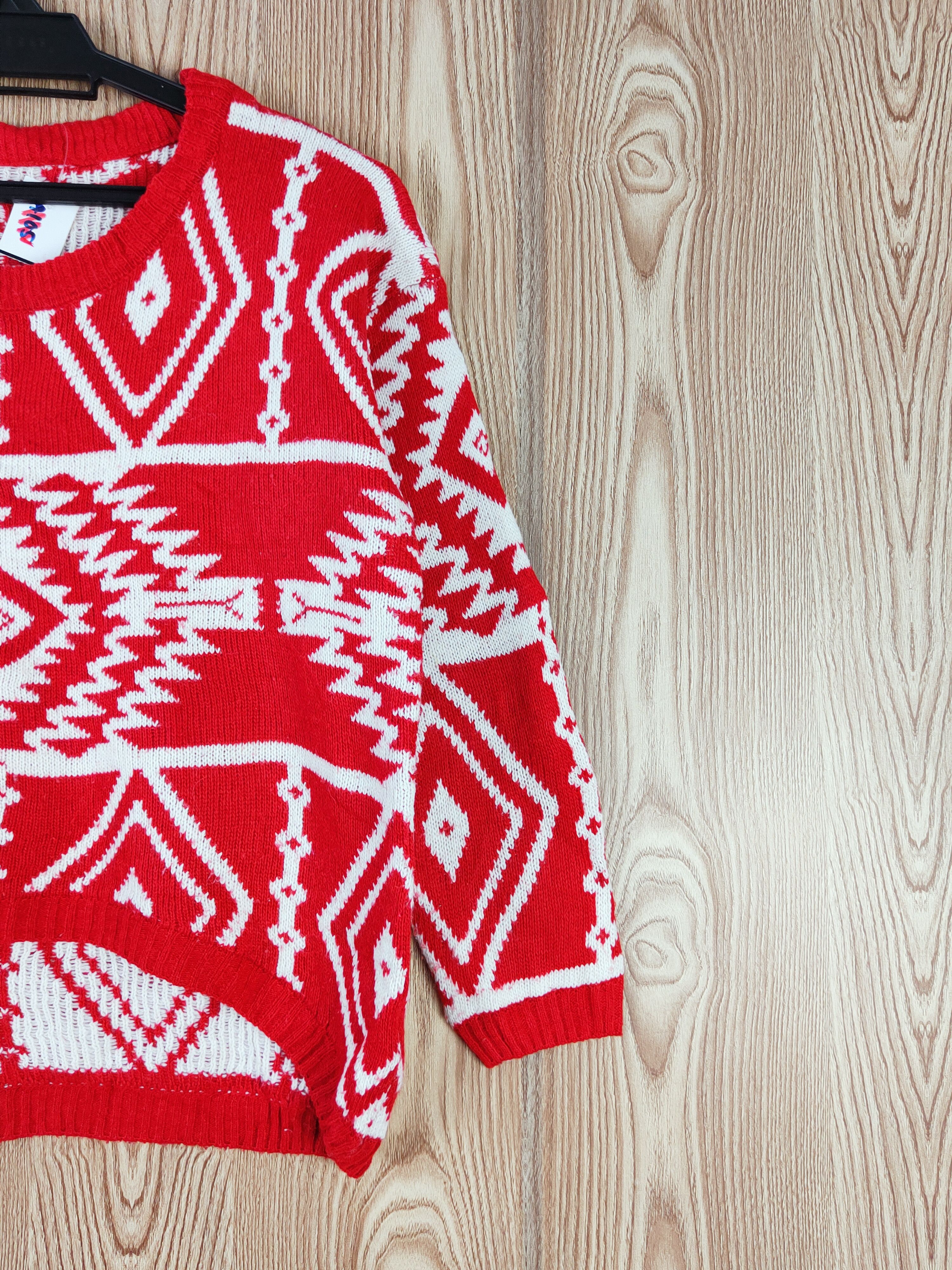 Japanese Brand Japan navajo art Red White Knitwear Sweatshirts #W554 Size US S / EU 44-46 / 1 - 5 Thumbnail